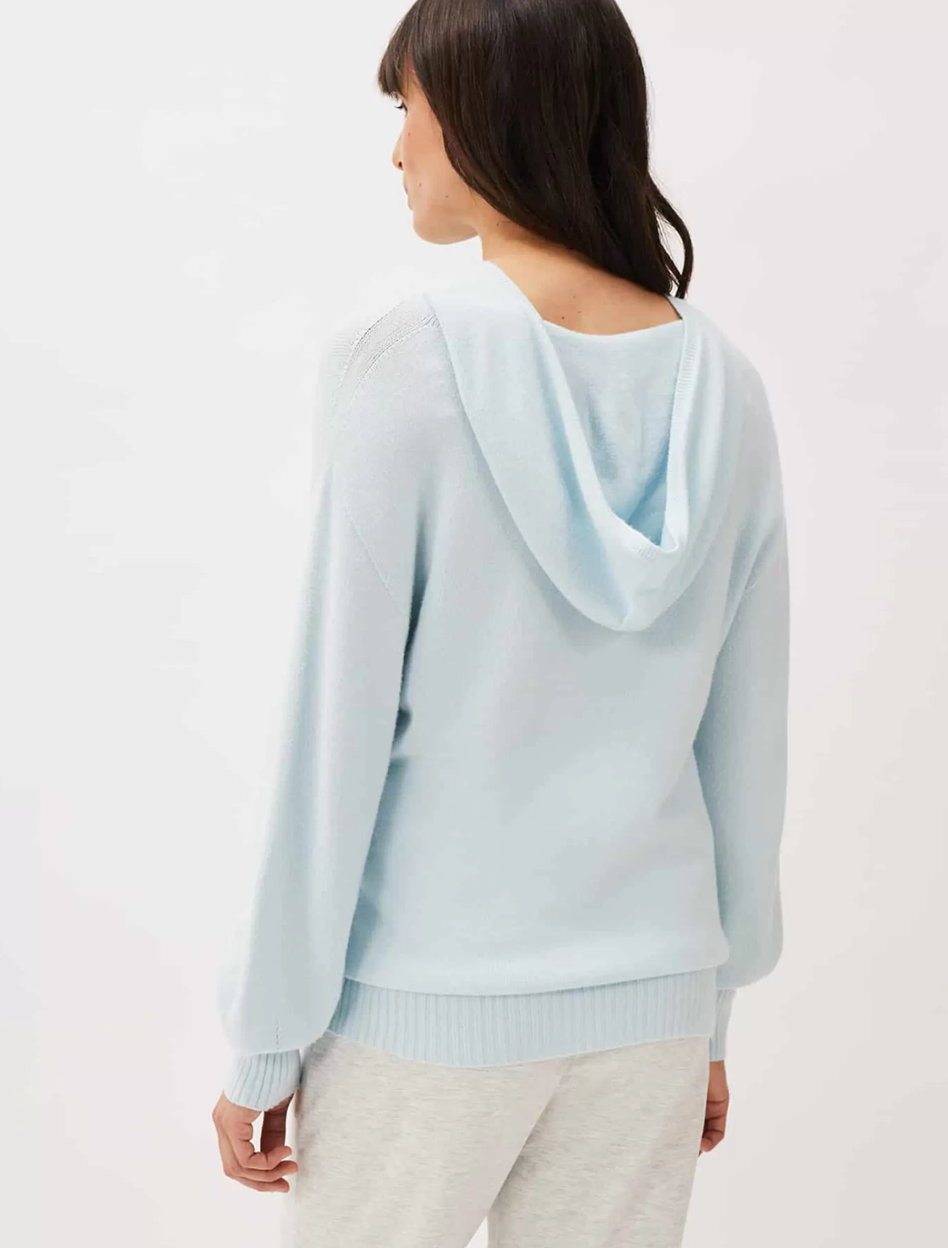 Phase Eight Elsa Knitted Hoodie Pale Blue Hot