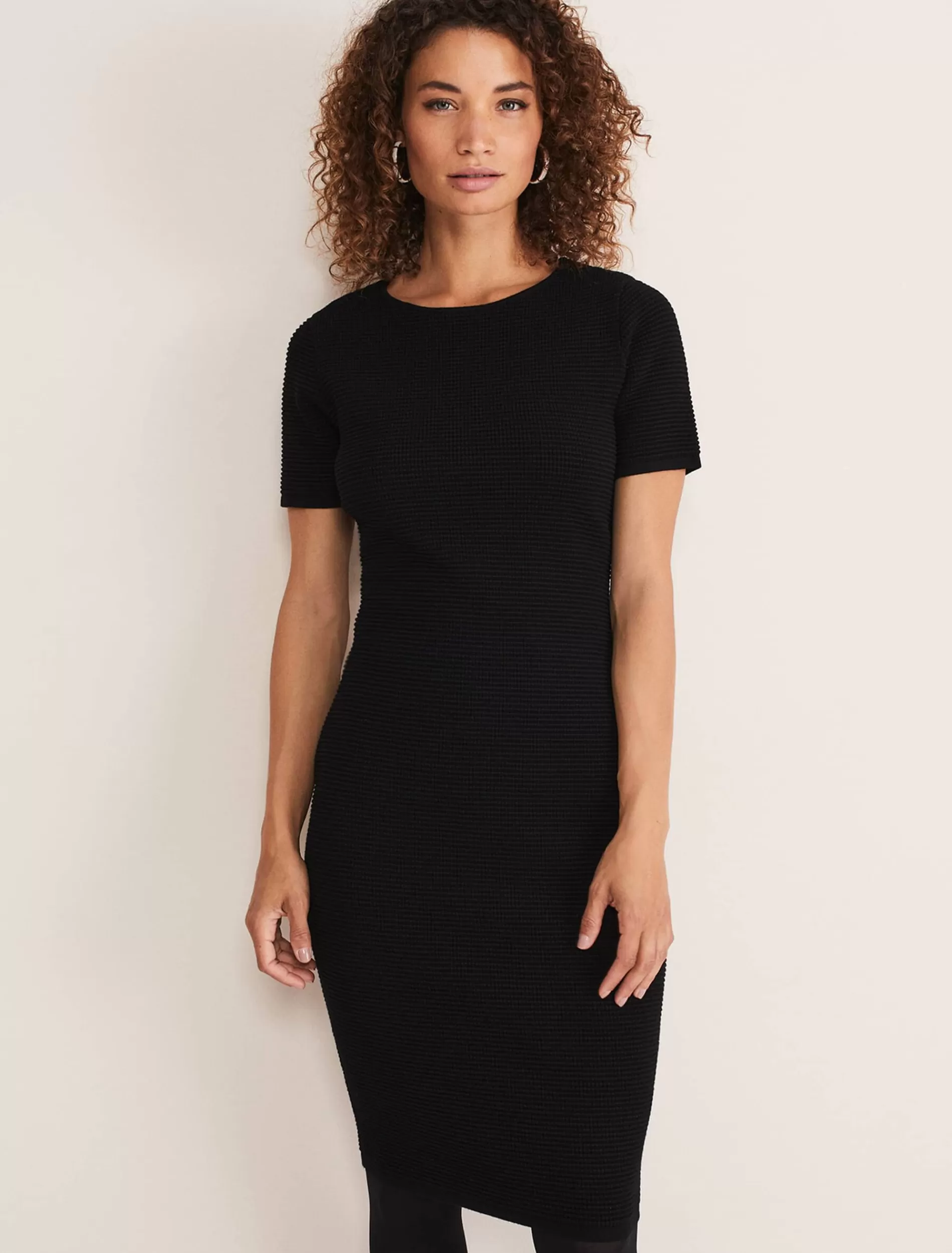 Phase Eight Elsa Ribbed Short Sleeve T-Shirt Dress Black Cheap