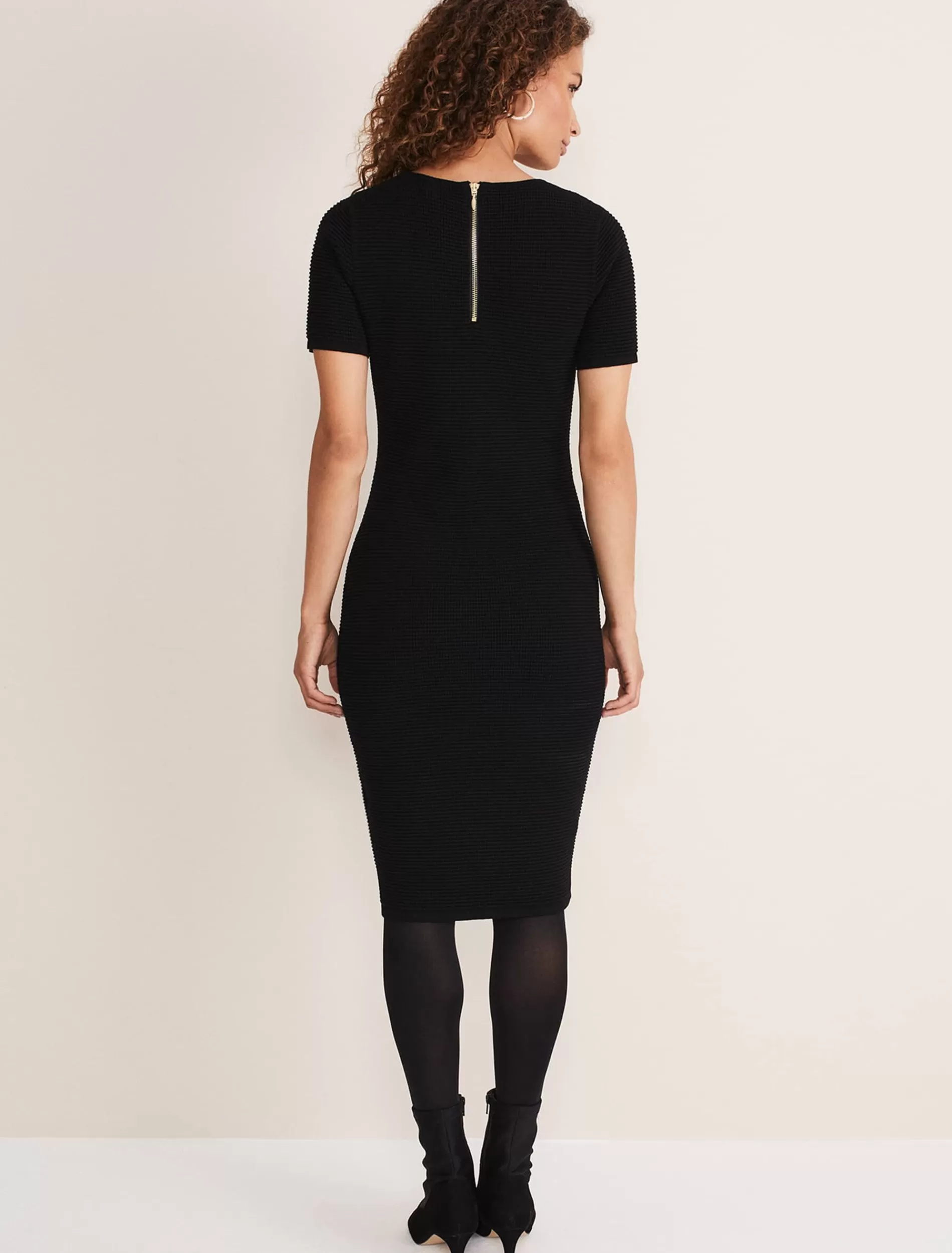 Phase Eight Elsa Ribbed Short Sleeve T-Shirt Dress Black Cheap