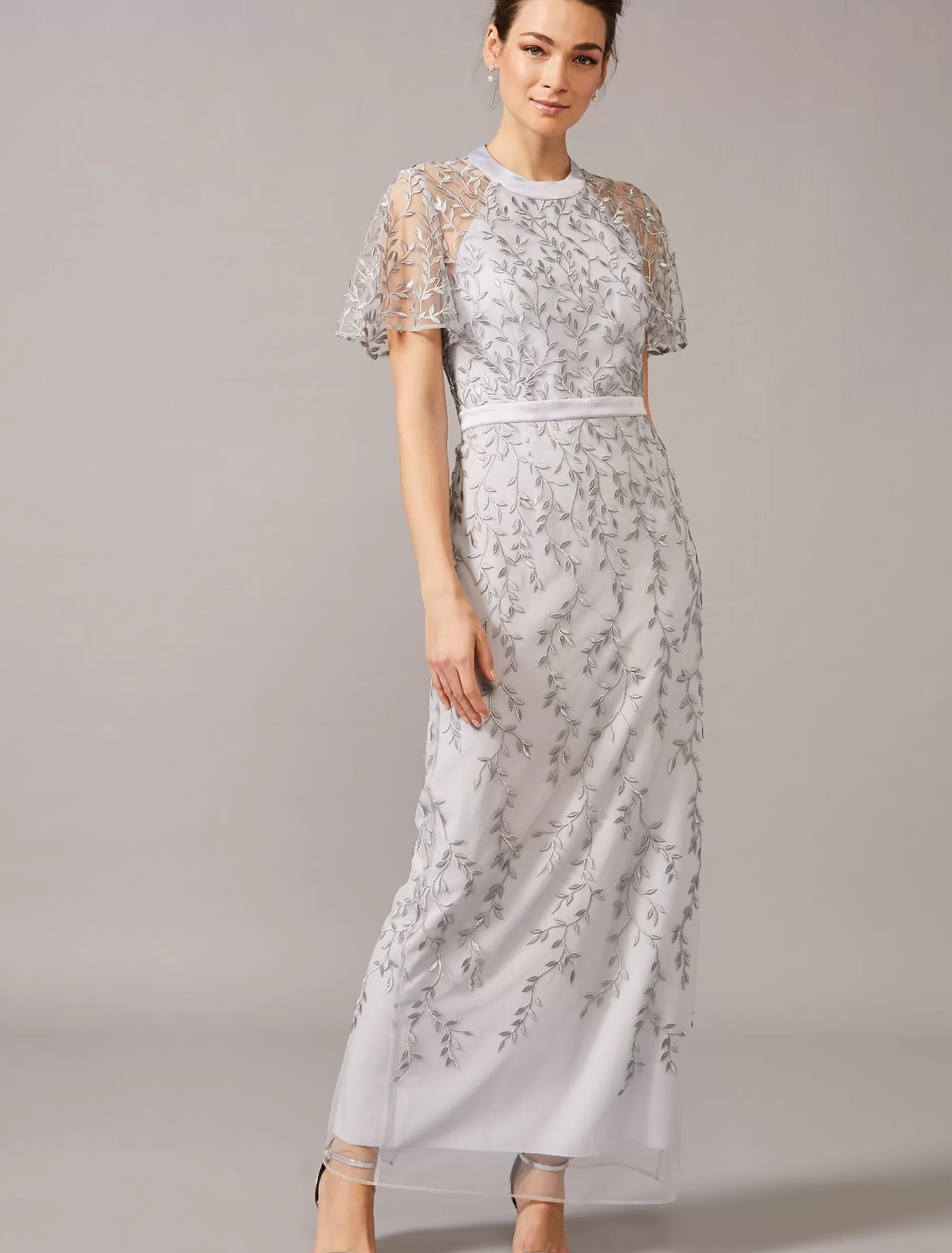 Phase Eight Elsbeth Trailing Leaf Dress Mineral Fashion