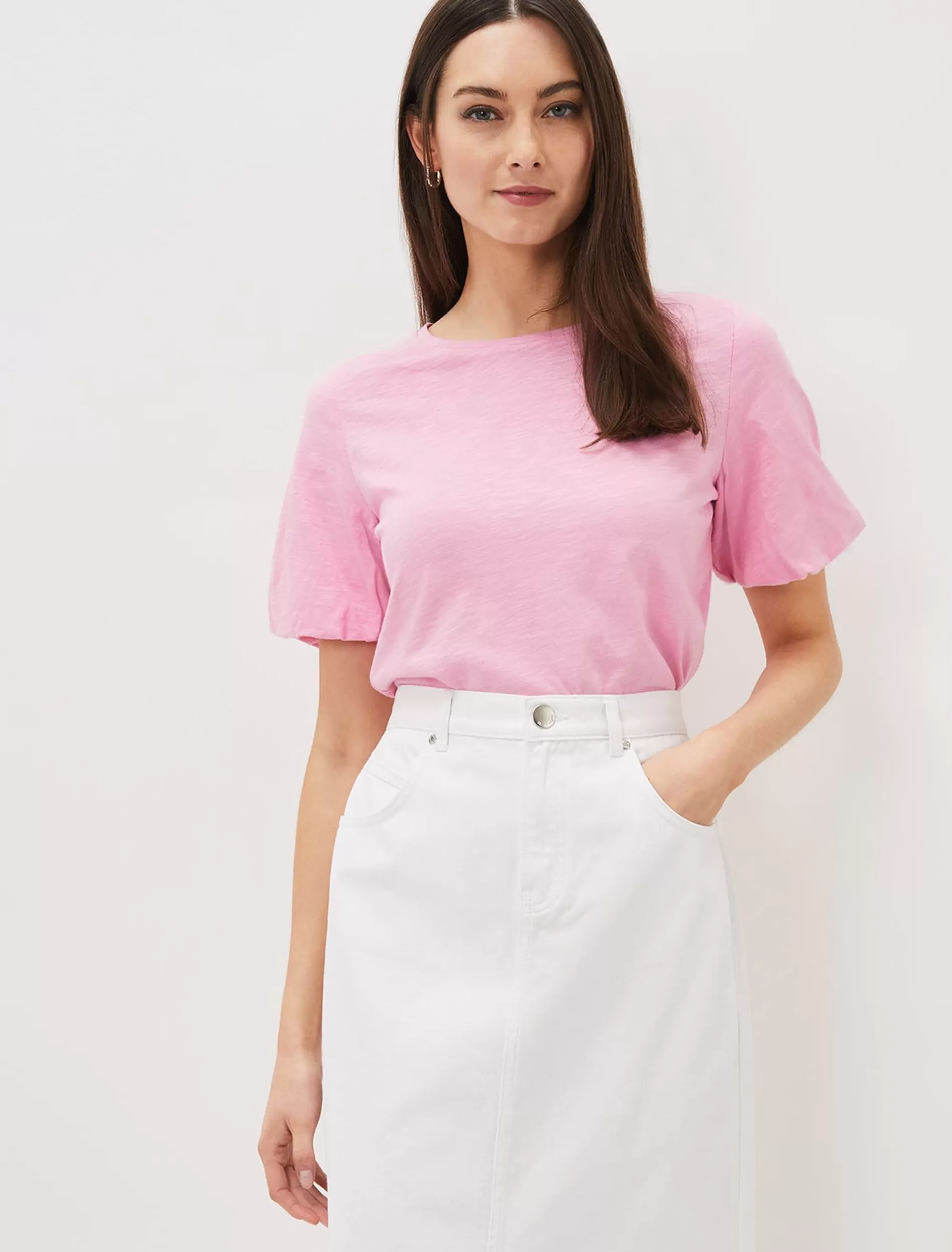 Phase Eight Elspeth Cotton Puff Sleeve Top Peony Best Sale