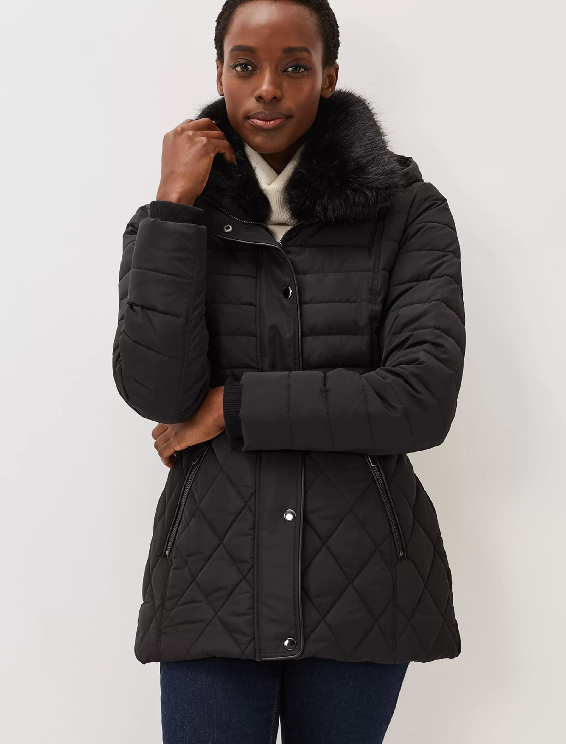 Phase Eight Elva Short Quilted Puffer Coat Black Online