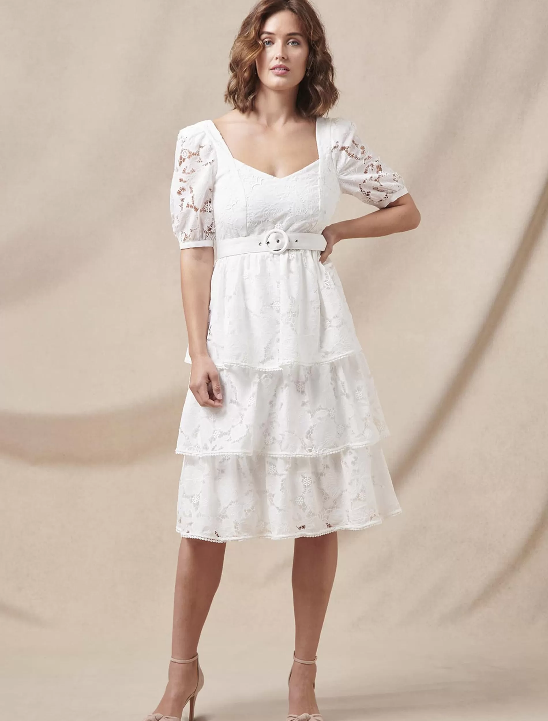 Phase Eight Elyse Lace Tiered Wedding Dress Ivory Outlet