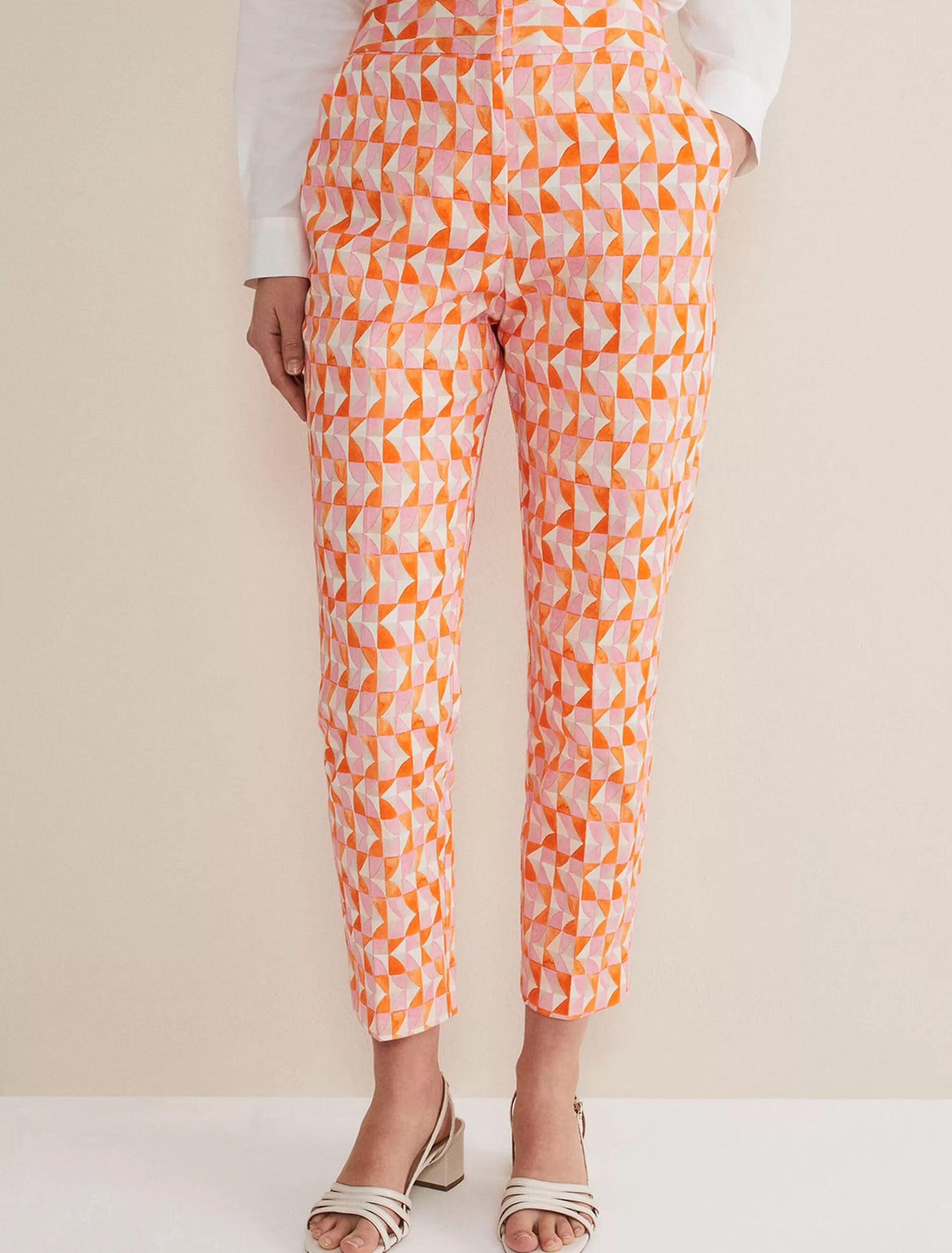 Phase Eight Elysia Geo Cigarette Trousers Pink/Orange Store