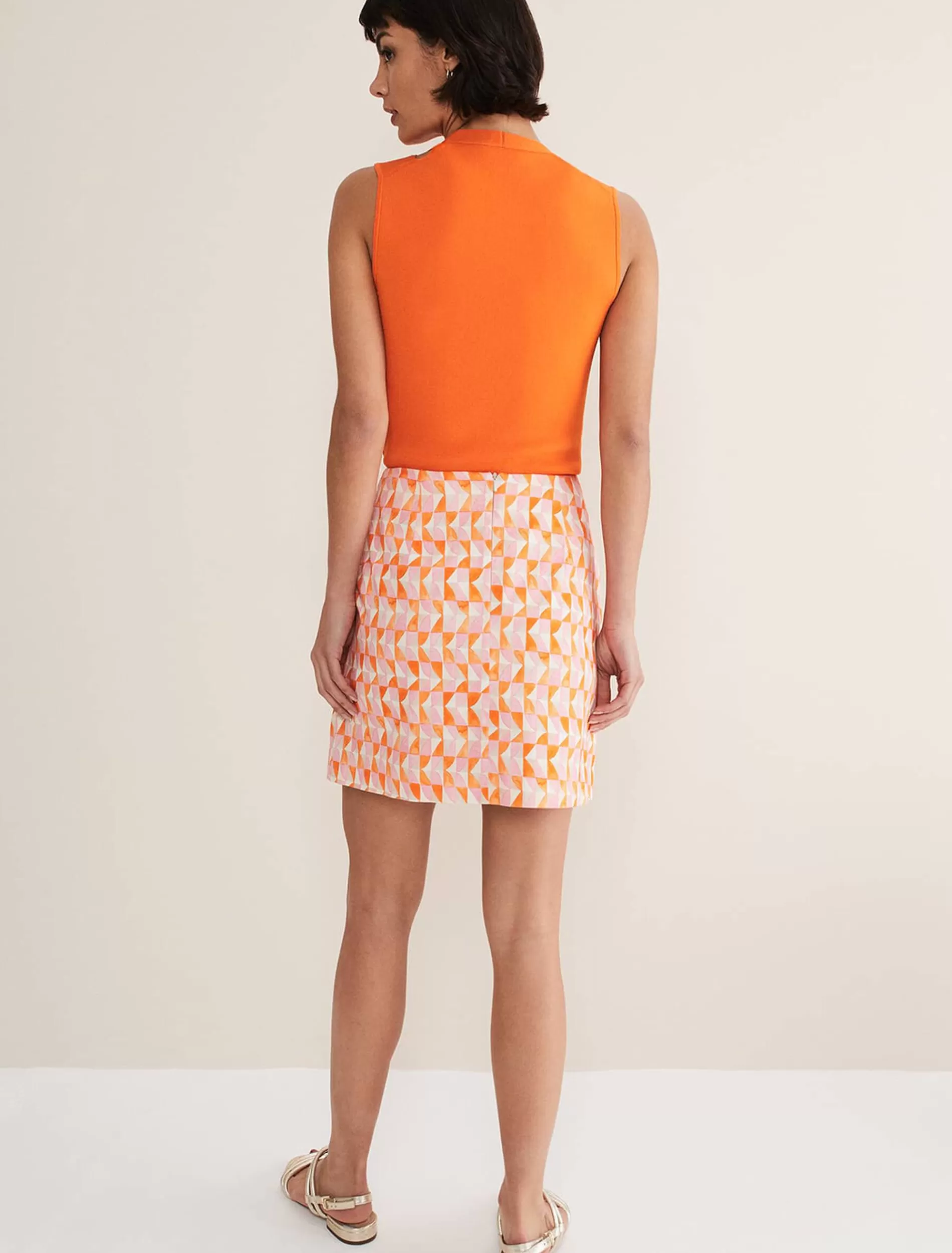 Phase Eight Elysia Geo Mini Skirt Pink/Orange Fashion
