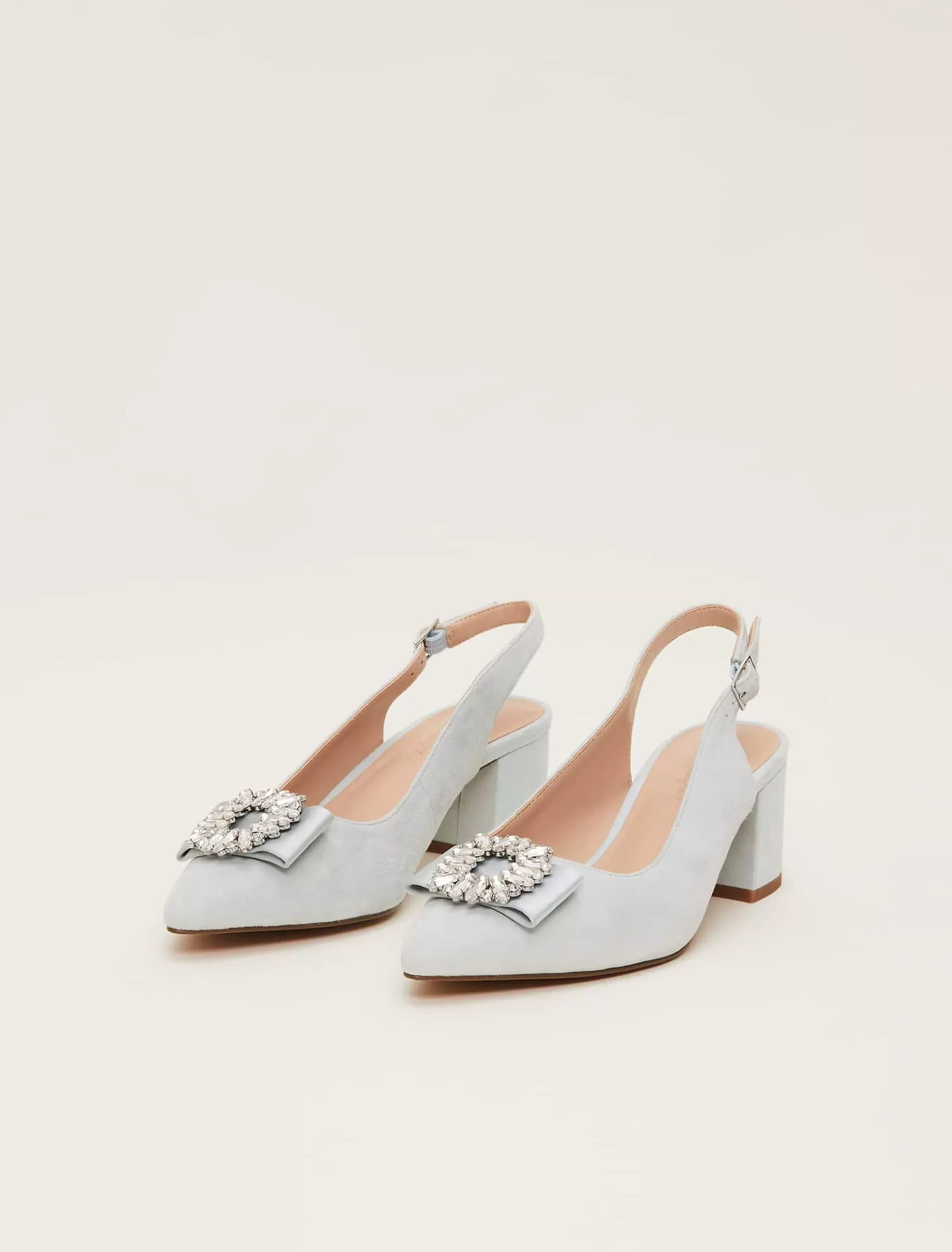 Phase Eight Embellished Block Heel Shoe Eau De Nil Best Sale