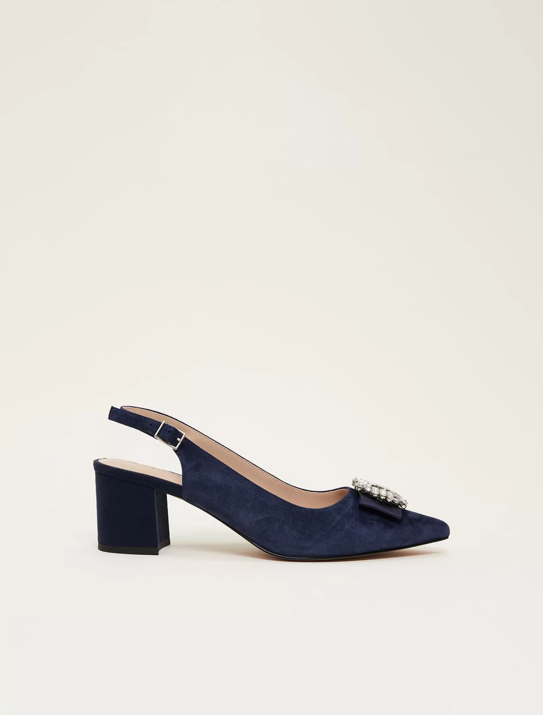 Phase Eight Embellished Toe Block Heel Slingback Navy Discount