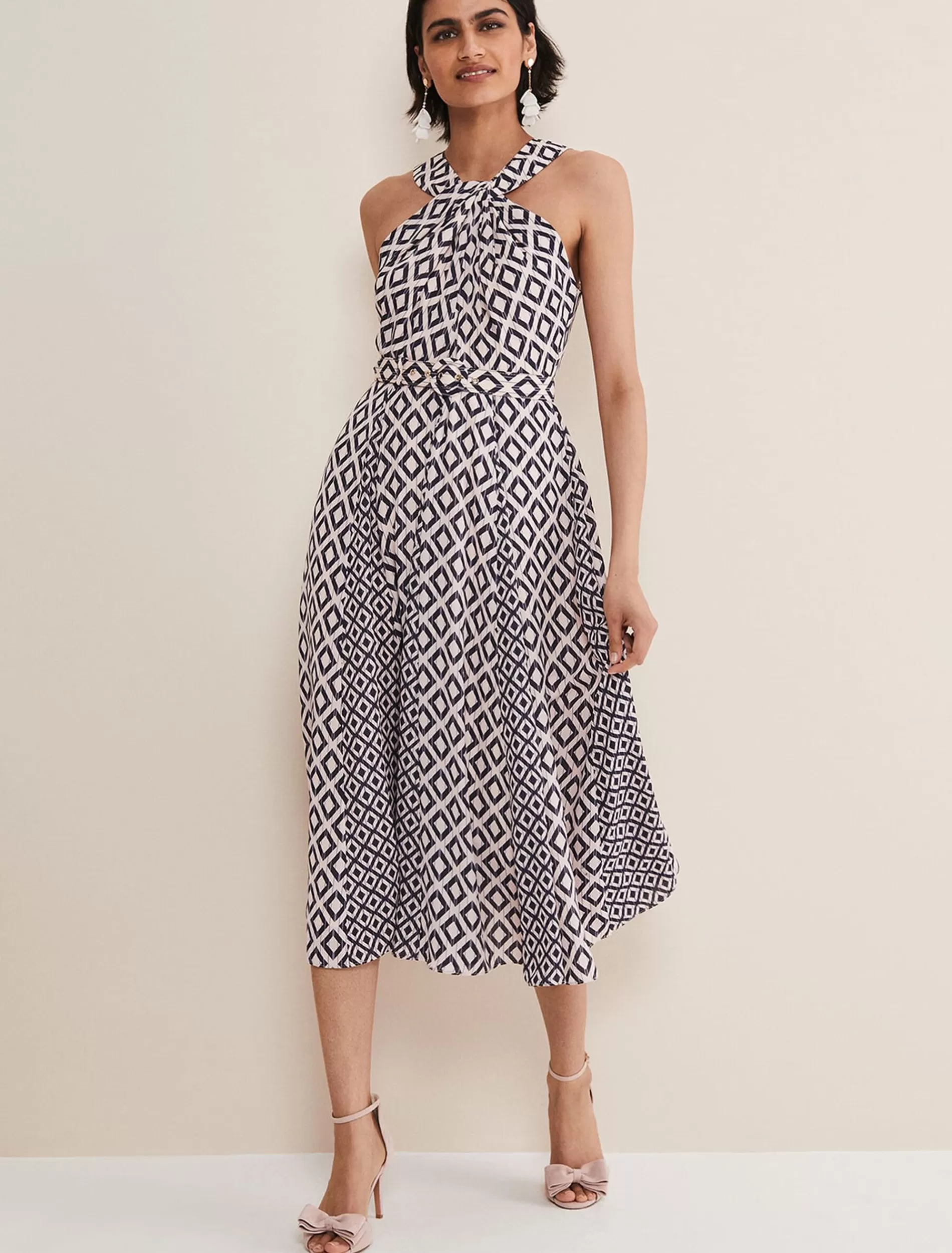 Phase Eight Ember Printed Dress Smoke/Powder Pink Fashion