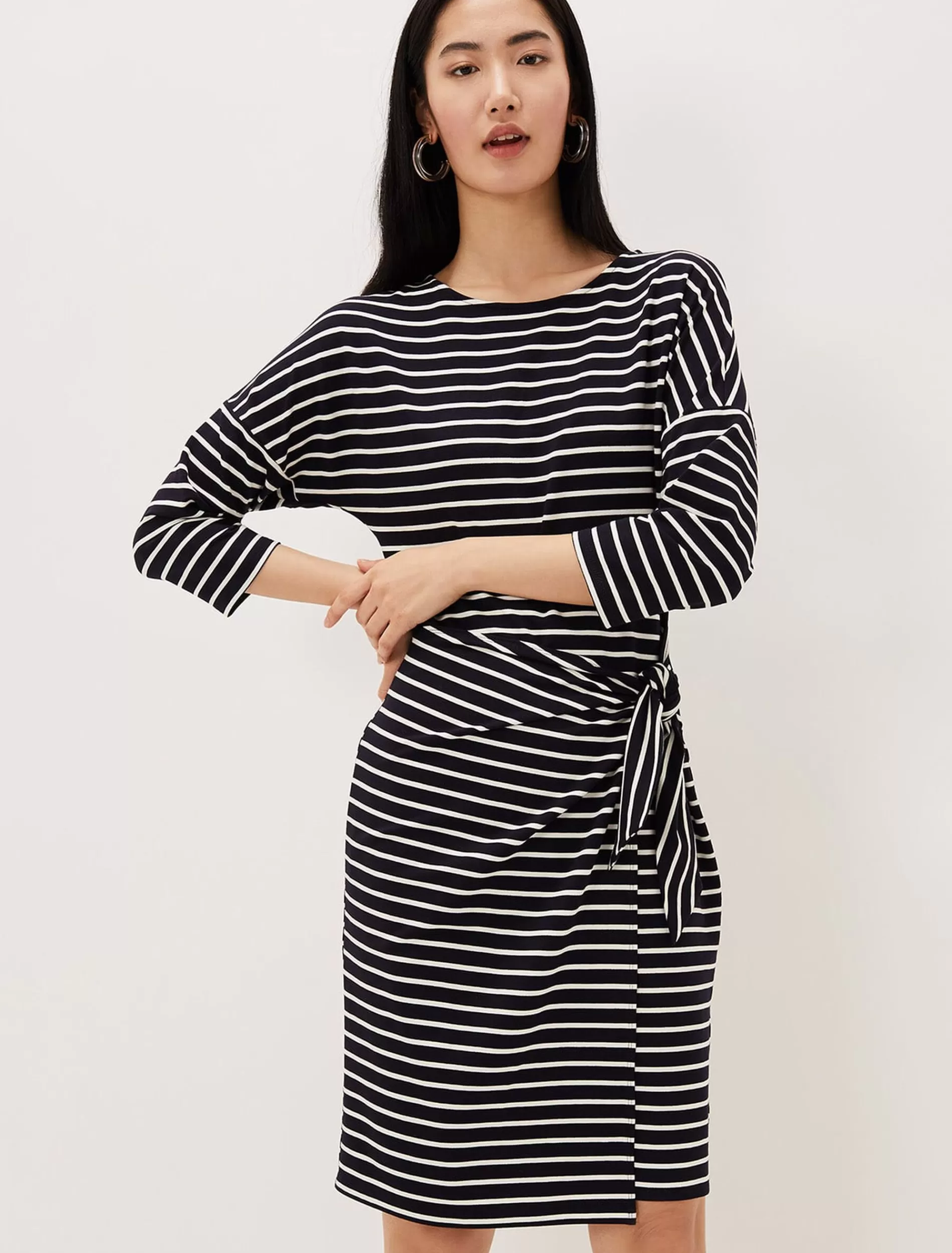 Phase Eight Emerson Stripe Tie Side Dress Navy/Ivory Cheap