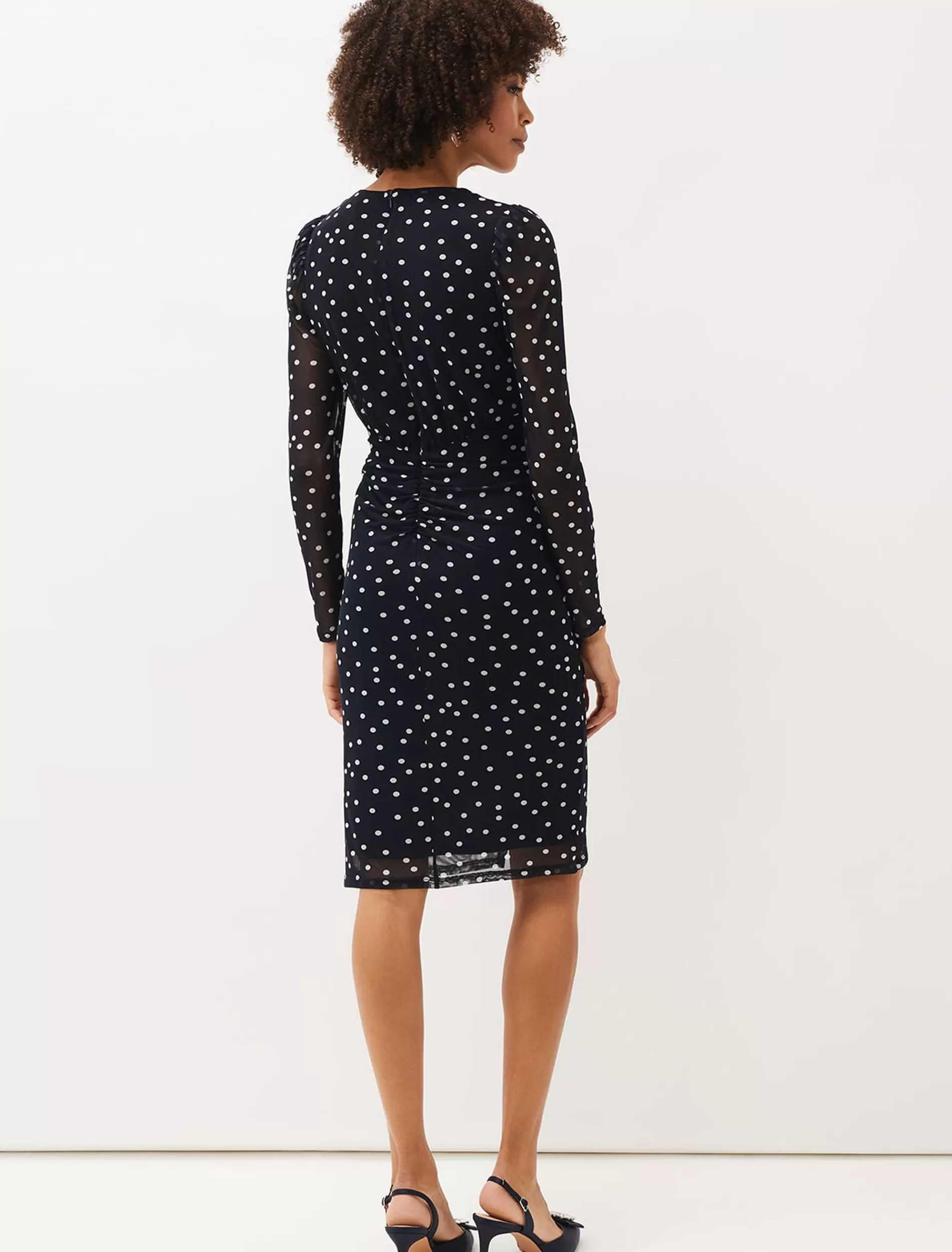 Phase Eight Emilia Spot Mesh Dress Navy/Ivory Outlet