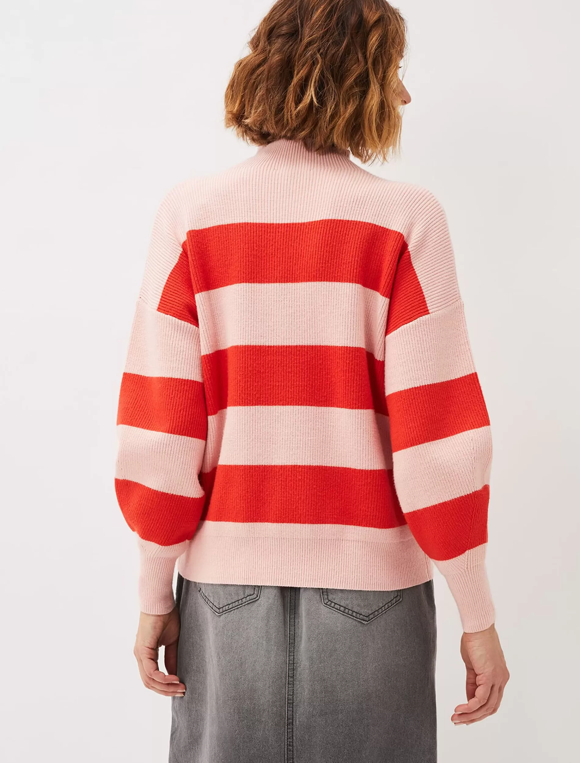 Phase Eight Emilia Stripe Chunky Jumper Pink/Red Fashion