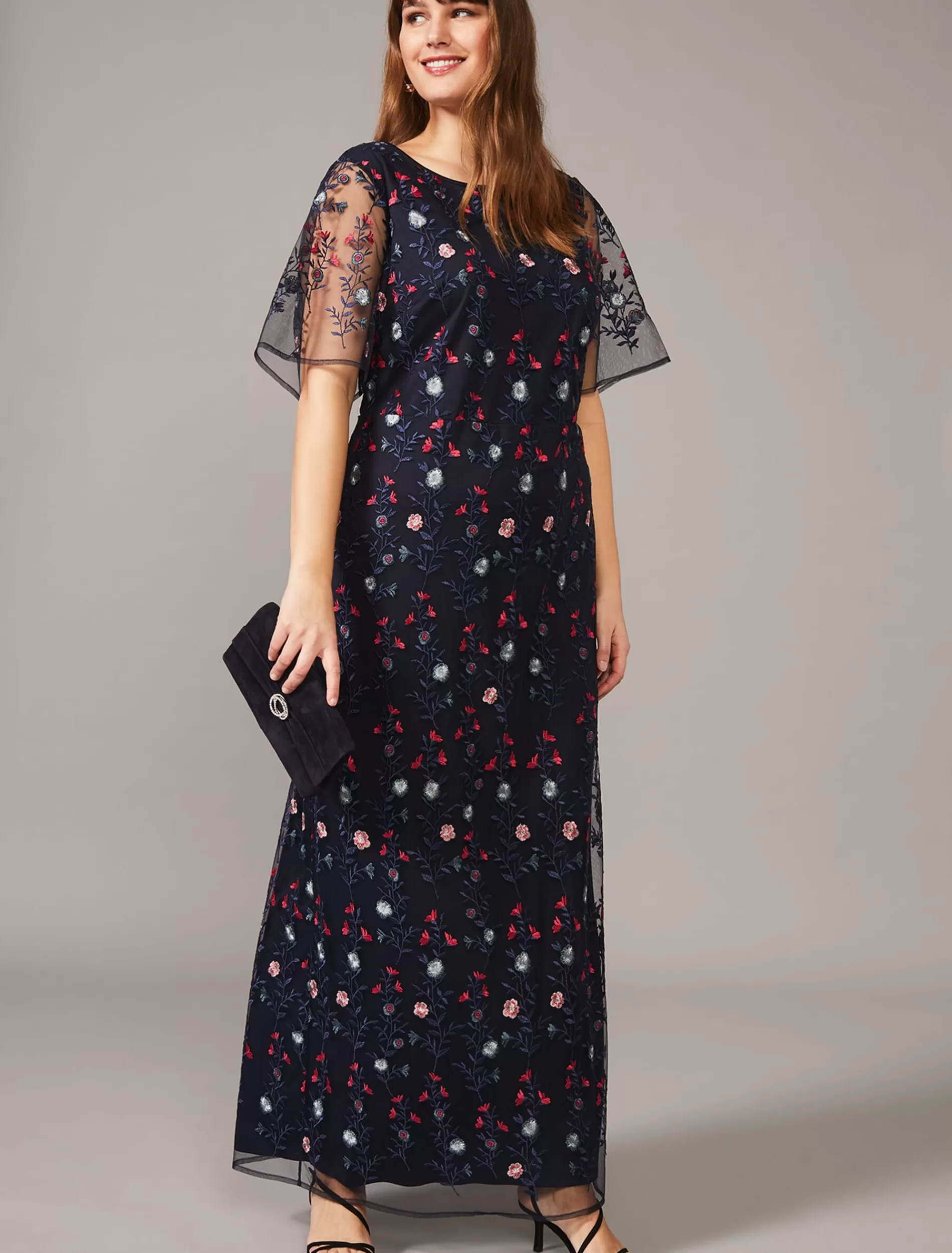 Phase Eight Emily Embroidered Maxi Dress Navy/Multi Sale