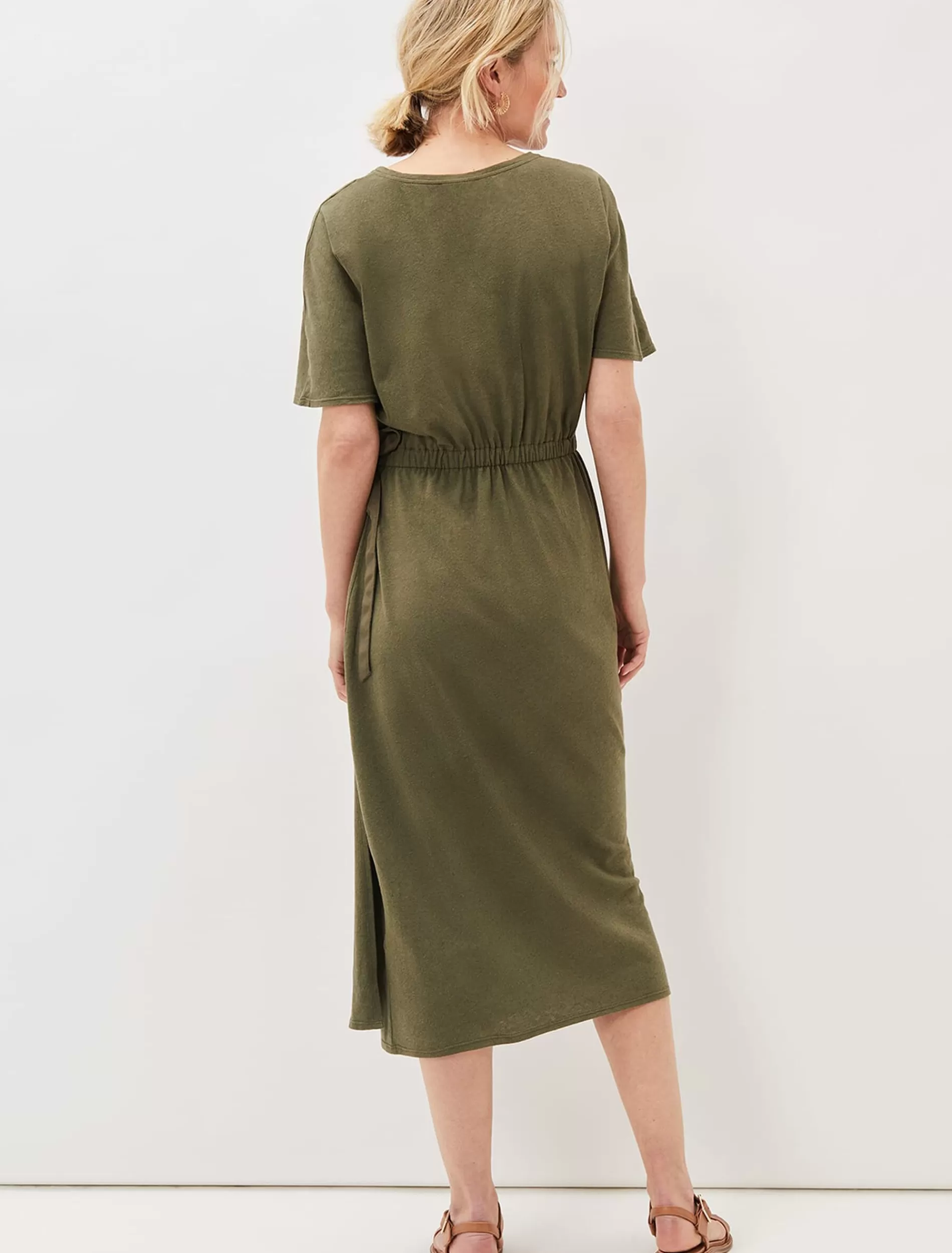 Phase Eight Emmalyn Cotton Midi Dress Khaki Outlet