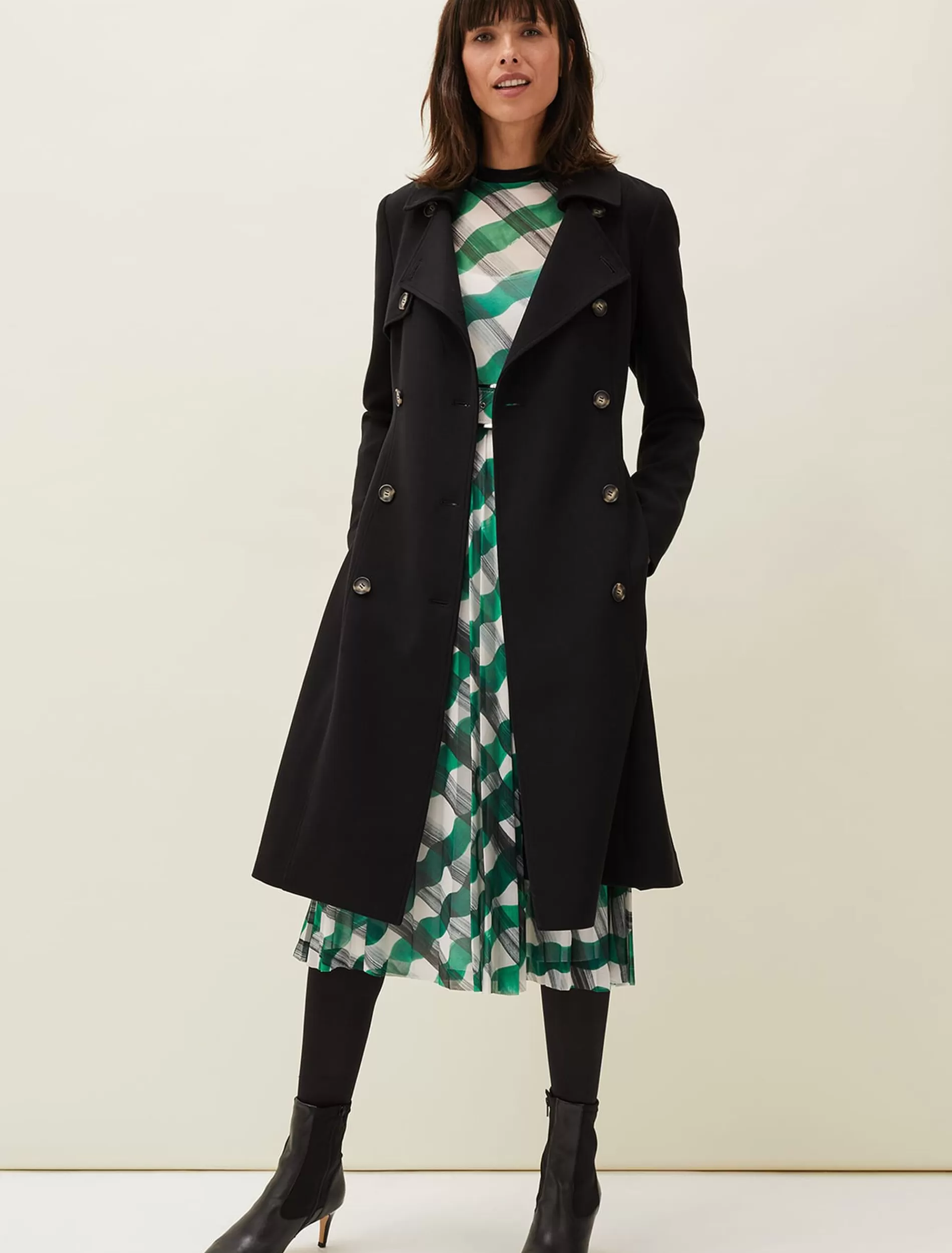 Phase Eight Emmy Pleat Back Trench Coat Black Online