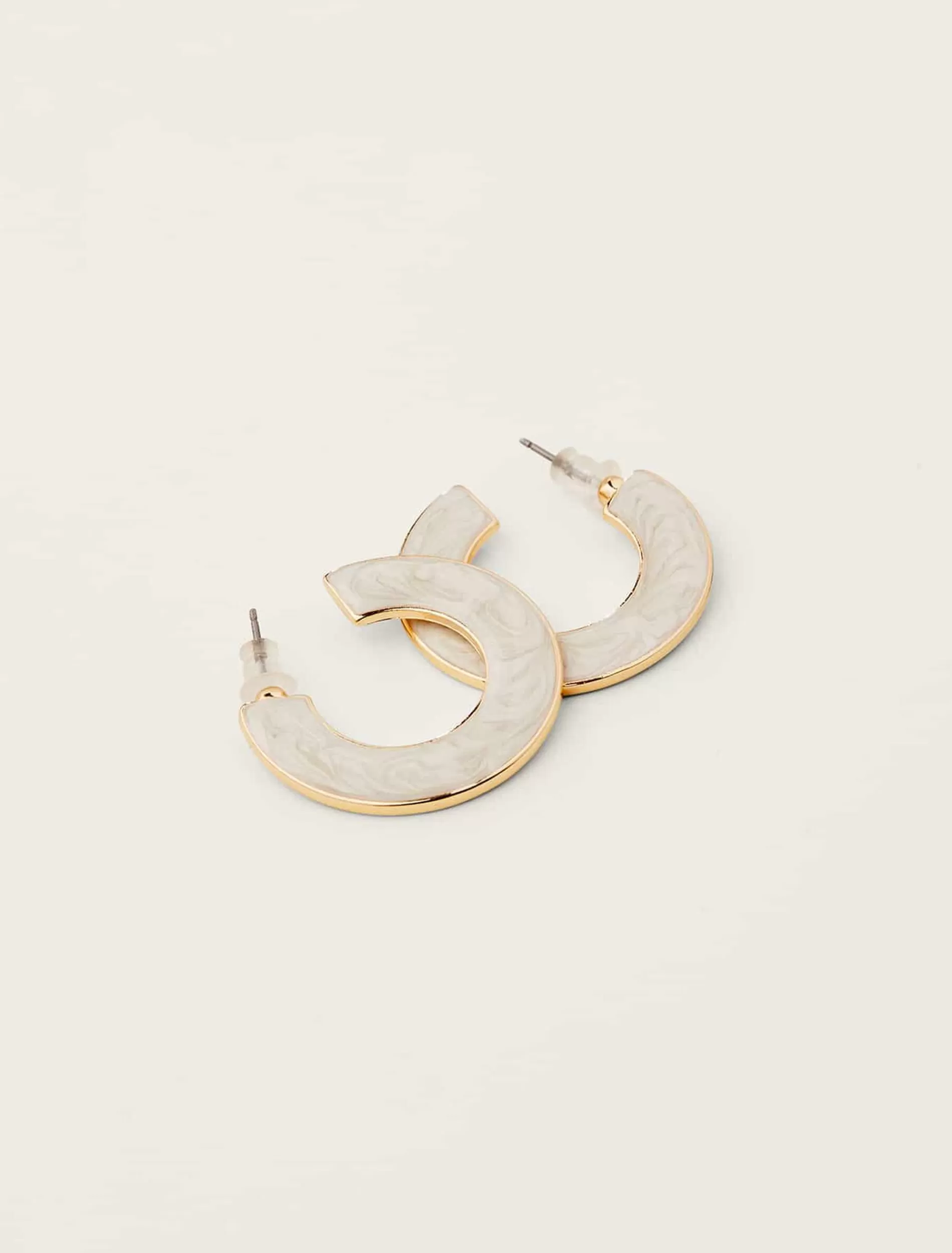 Phase Eight Enamel Hoop Earrings Cream Store