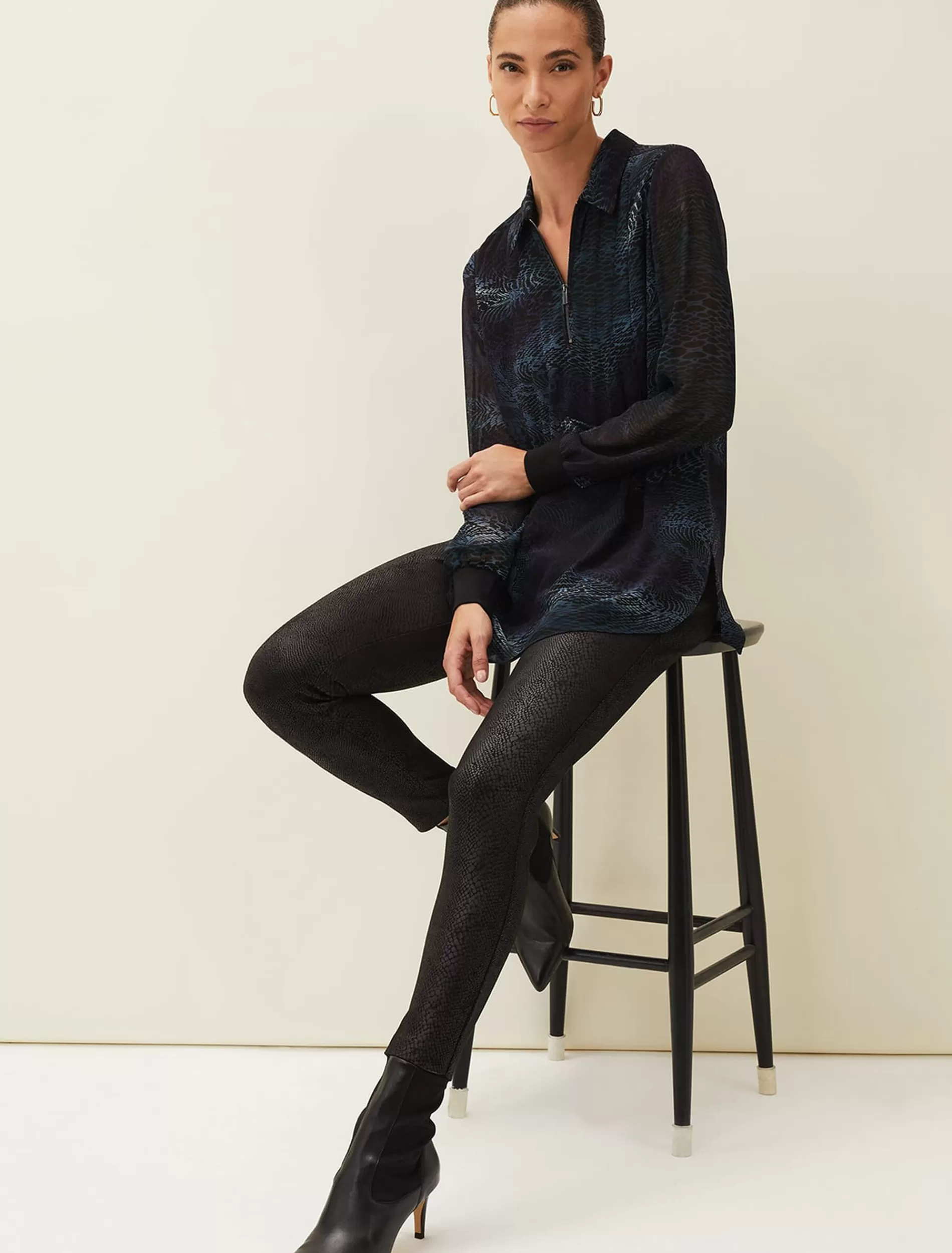 Phase Eight Erica Snake Skin Leggings Black Discount