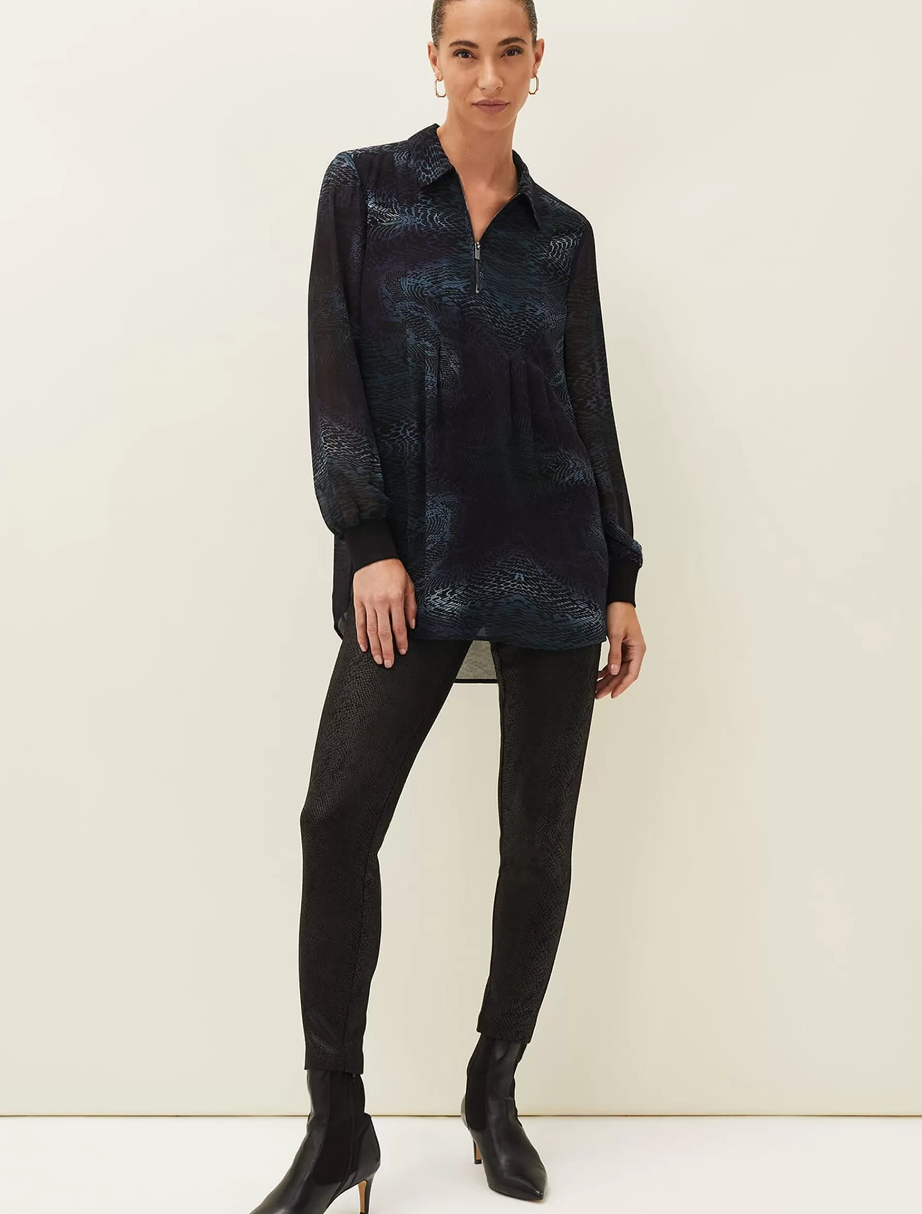 Phase Eight Erica Snake Skin Leggings Black Discount