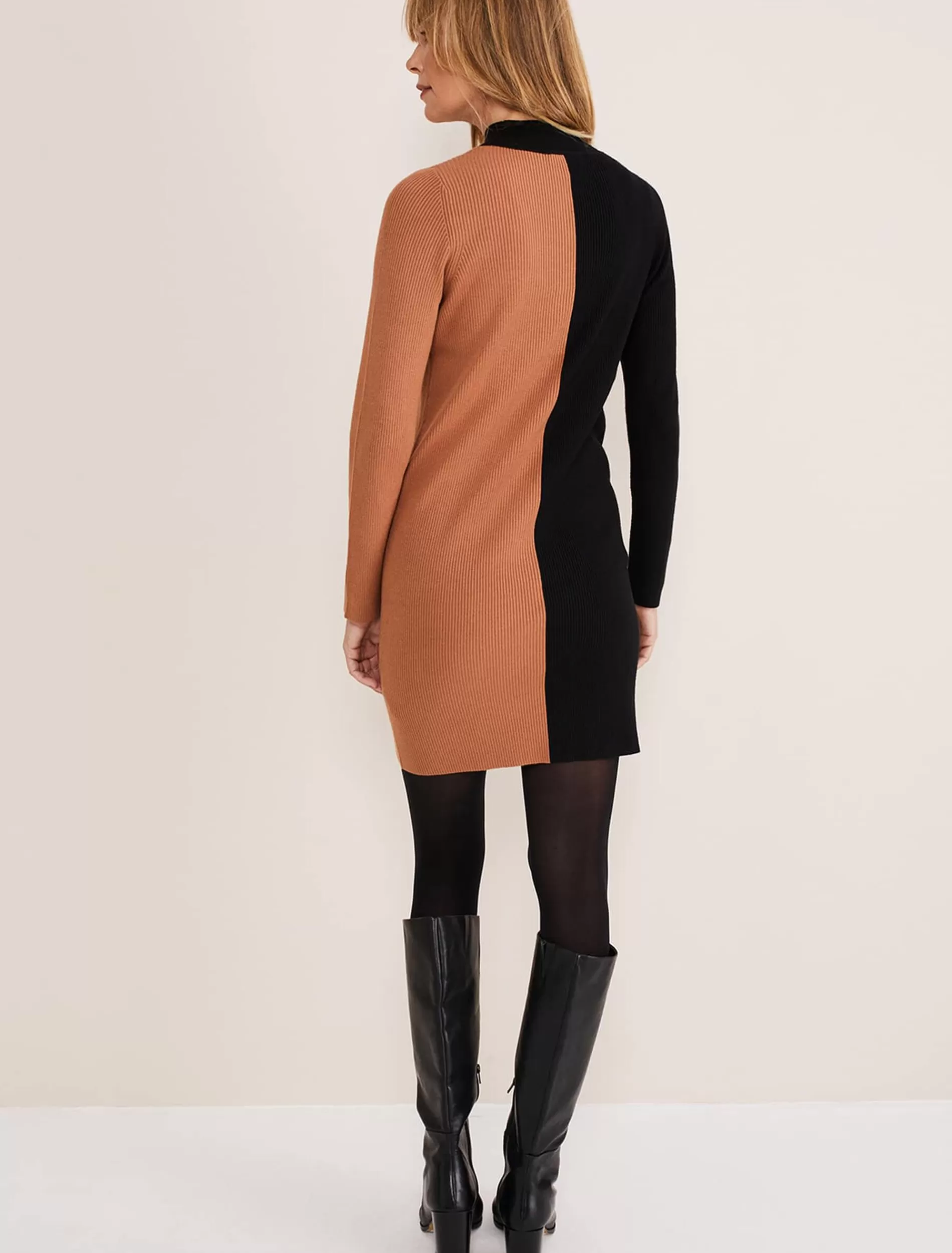 Phase Eight Eris Ribbed Colour Block Knit Tunic Amber/Black Online