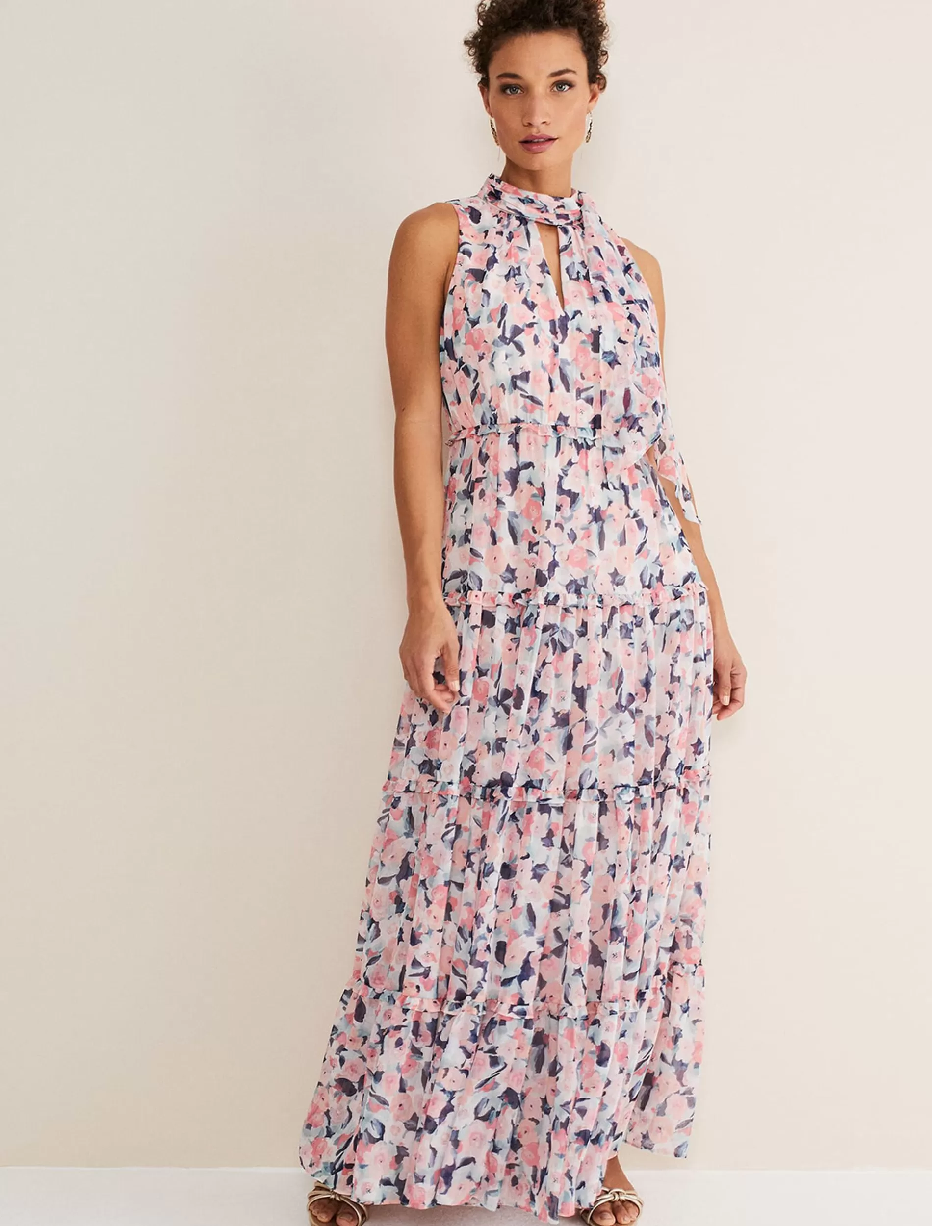 Phase Eight Esme Floral High Neck Maxi Dress Multi-Coloured Outlet
