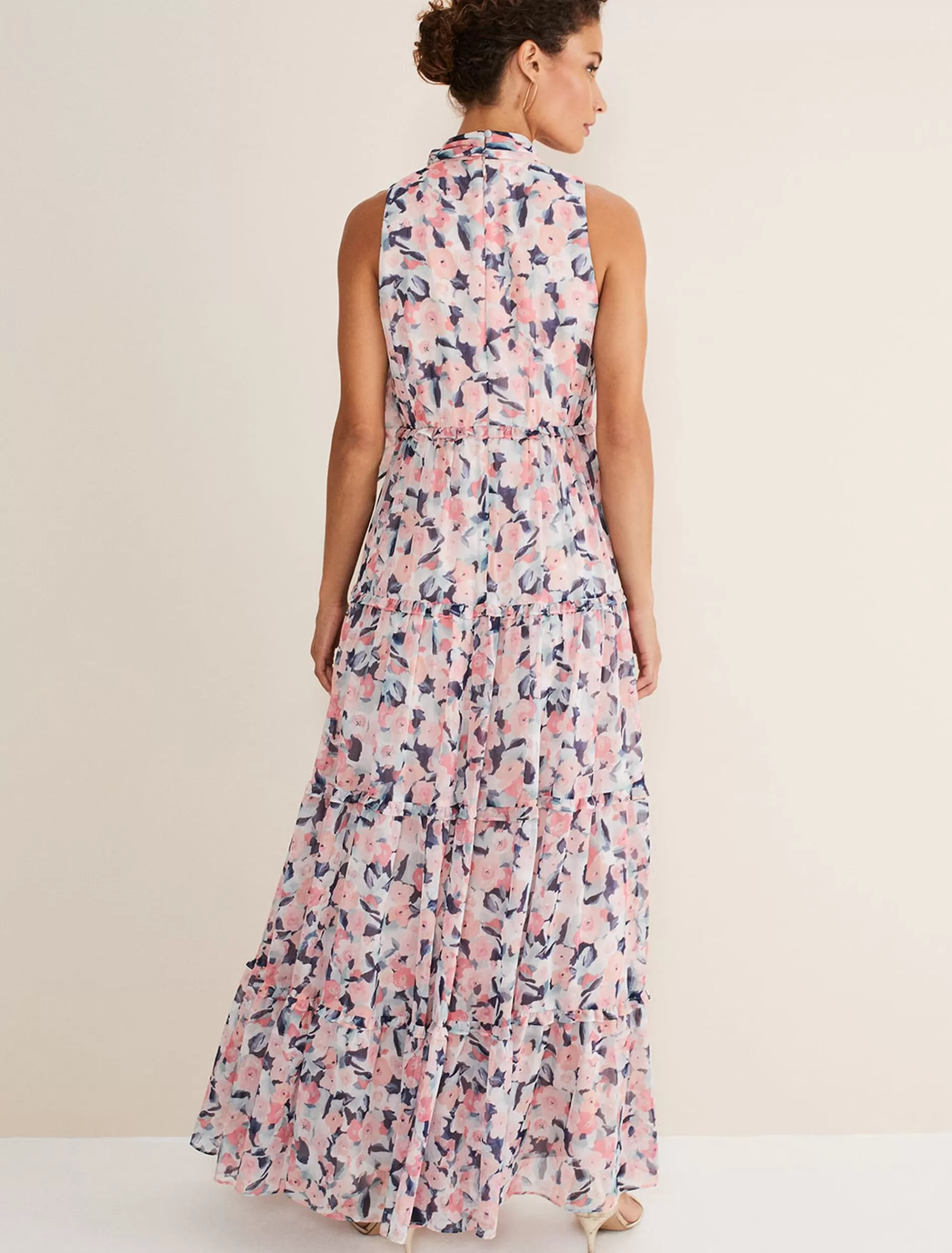 Phase Eight Esme Floral High Neck Maxi Dress Multi-Coloured Outlet