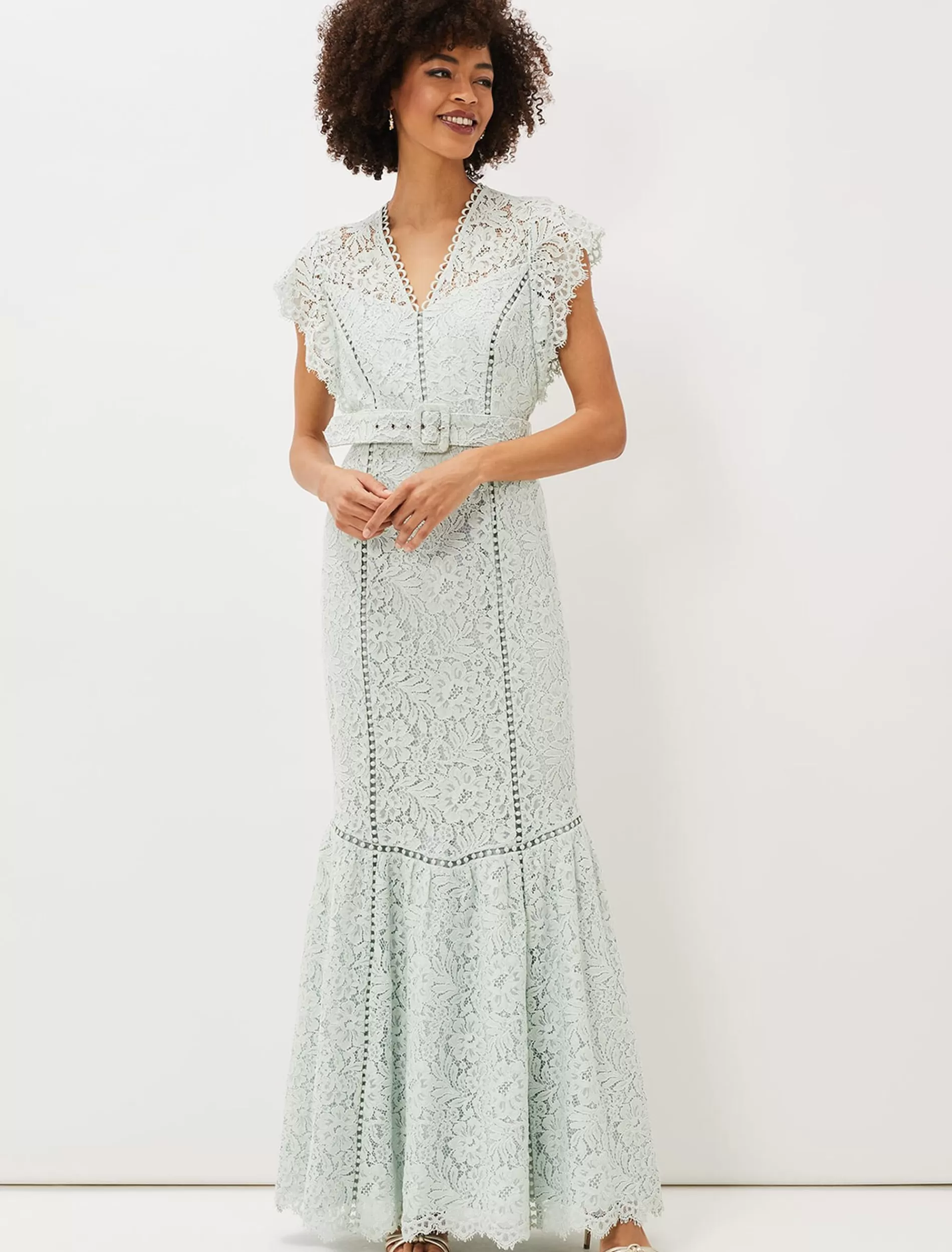 Phase Eight Esmerelda Lace Belted Fishtail Dress Mint Clearance