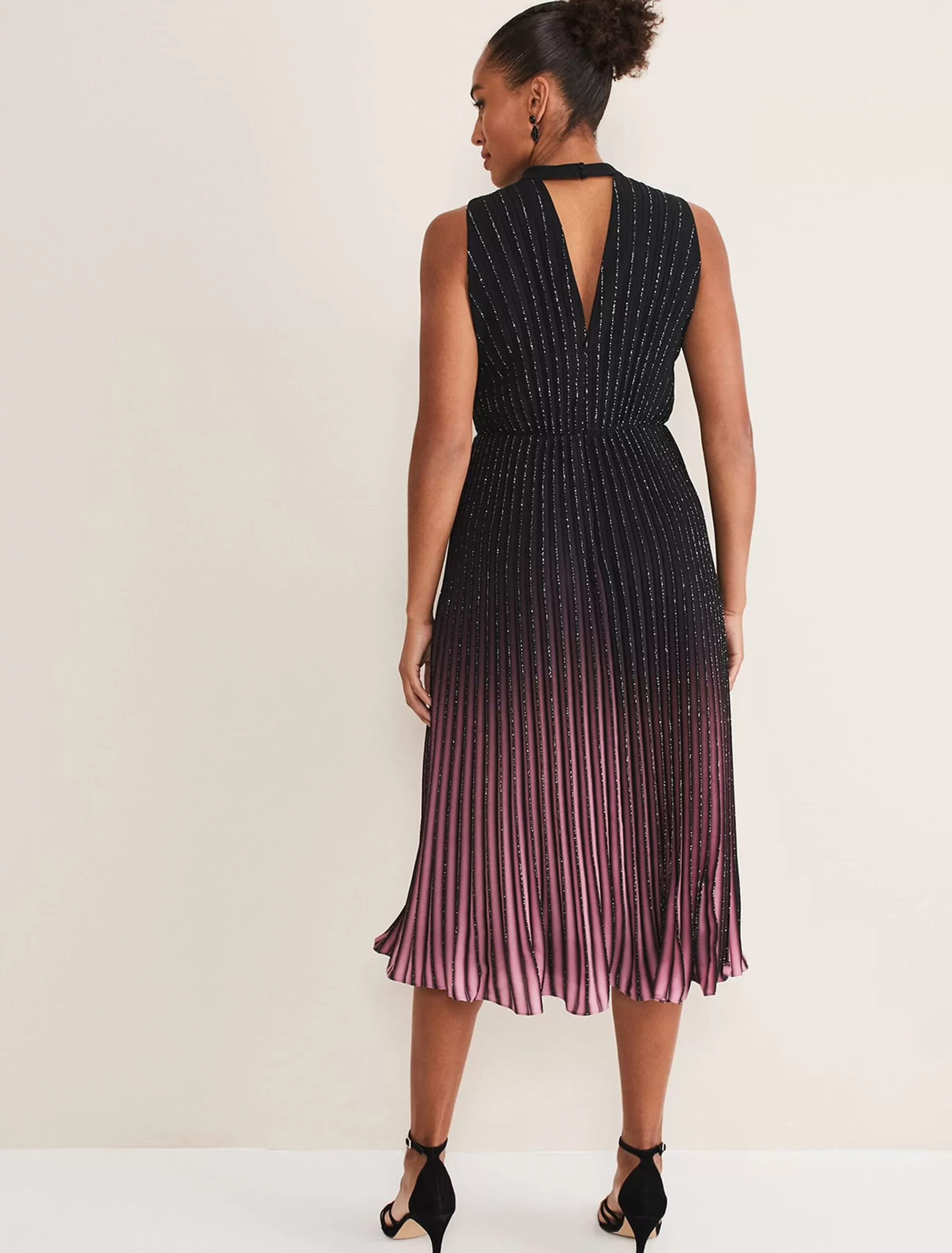 Phase Eight Estella Ombre Midaxi Dress Black/Pink Hot