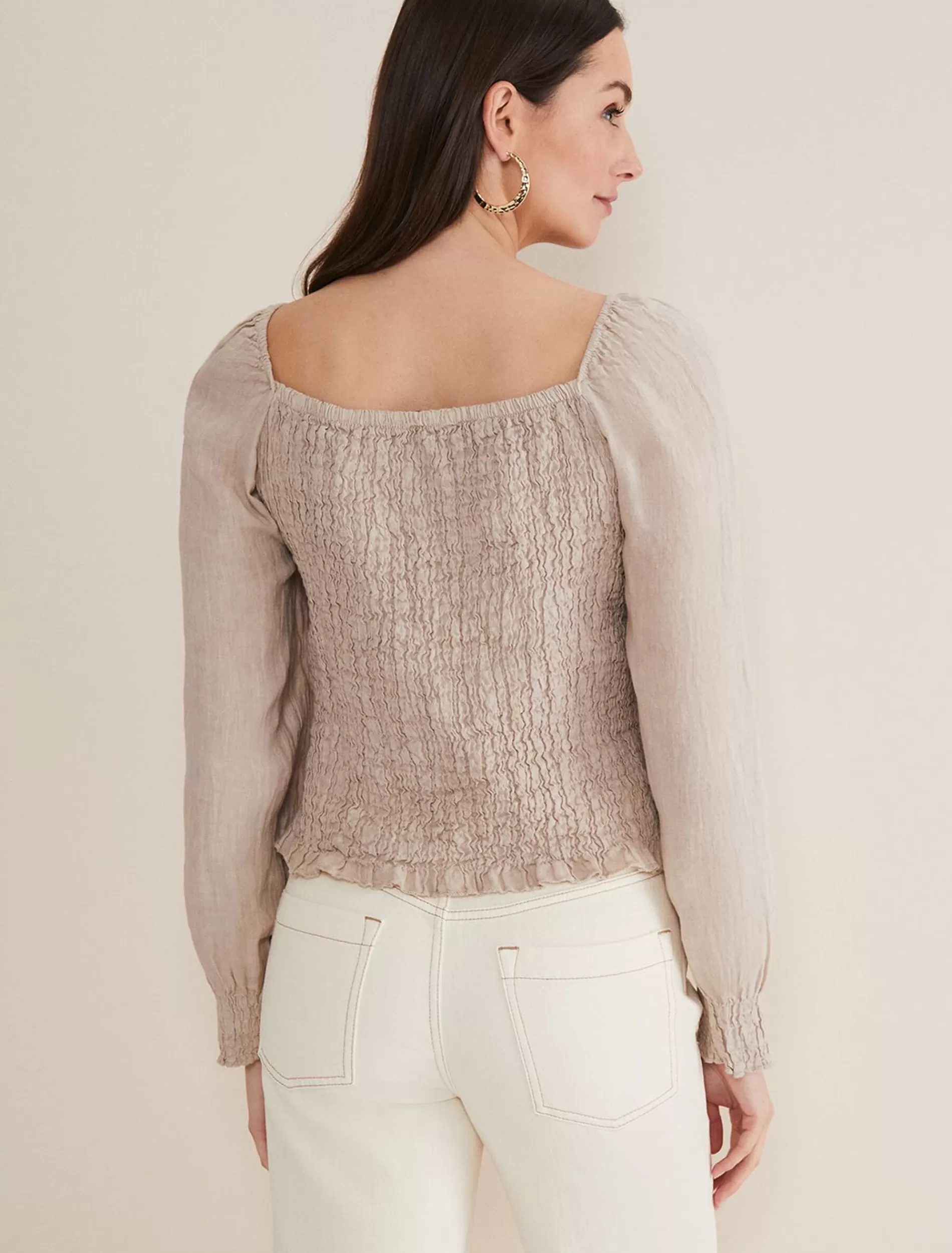Phase Eight Esty Linen Blouse Stone Flash Sale
