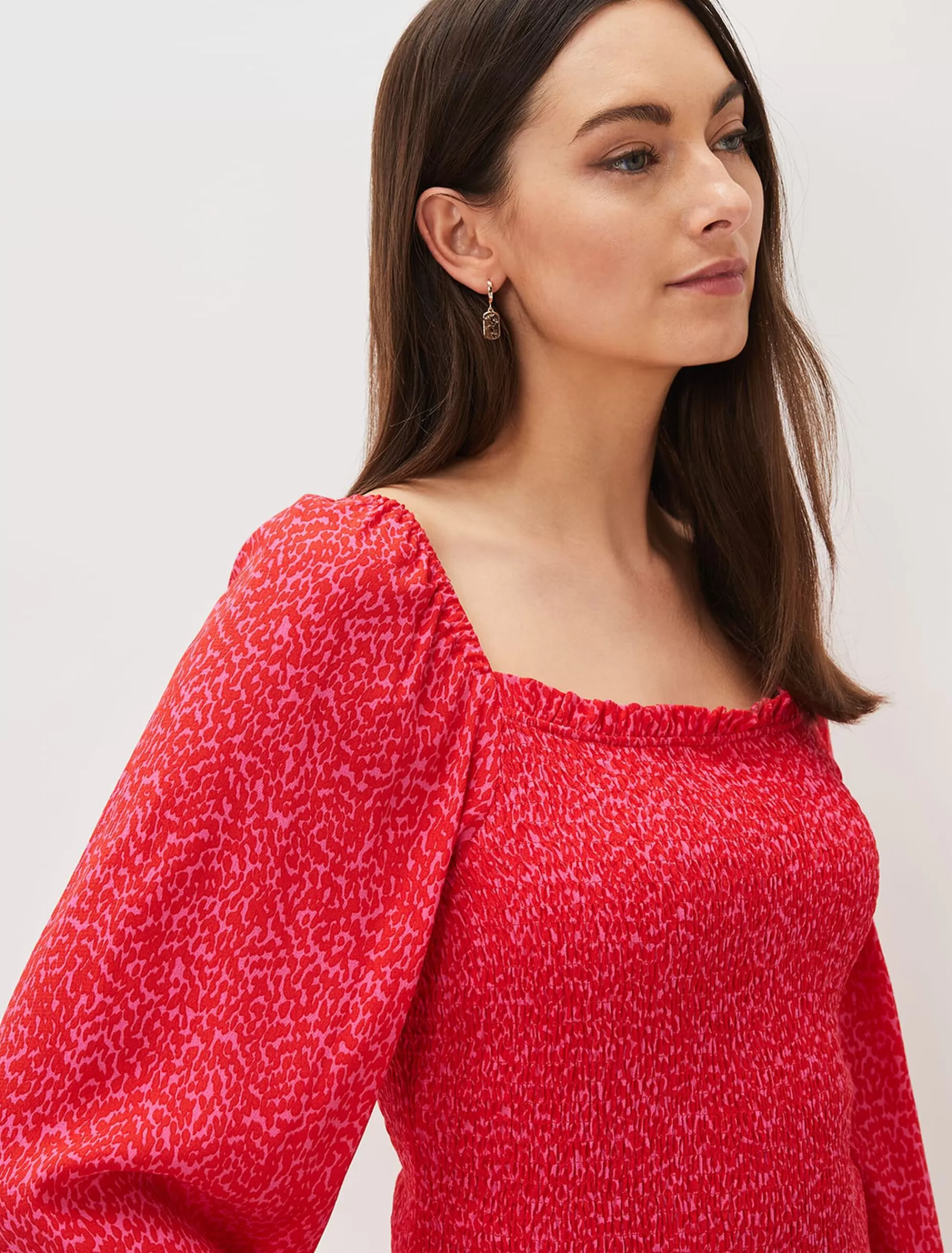 Phase Eight Esty Square Neck Blouse Pink/Red Online