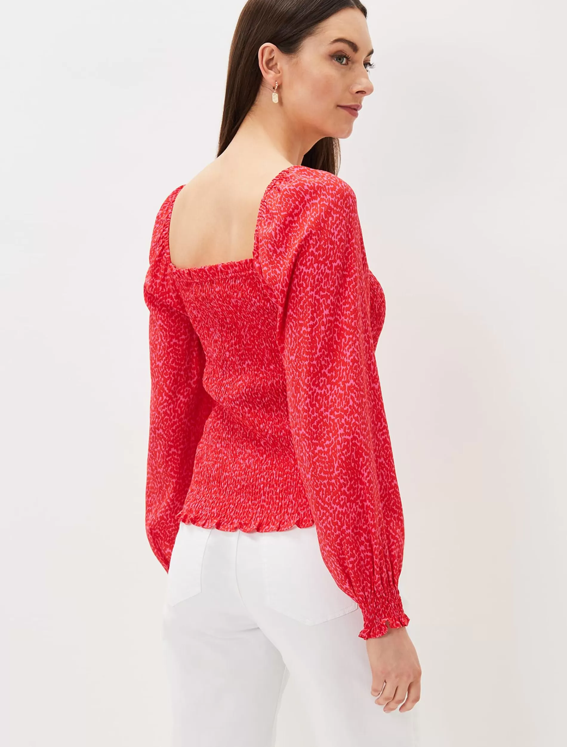 Phase Eight Esty Square Neck Blouse Pink/Red Online