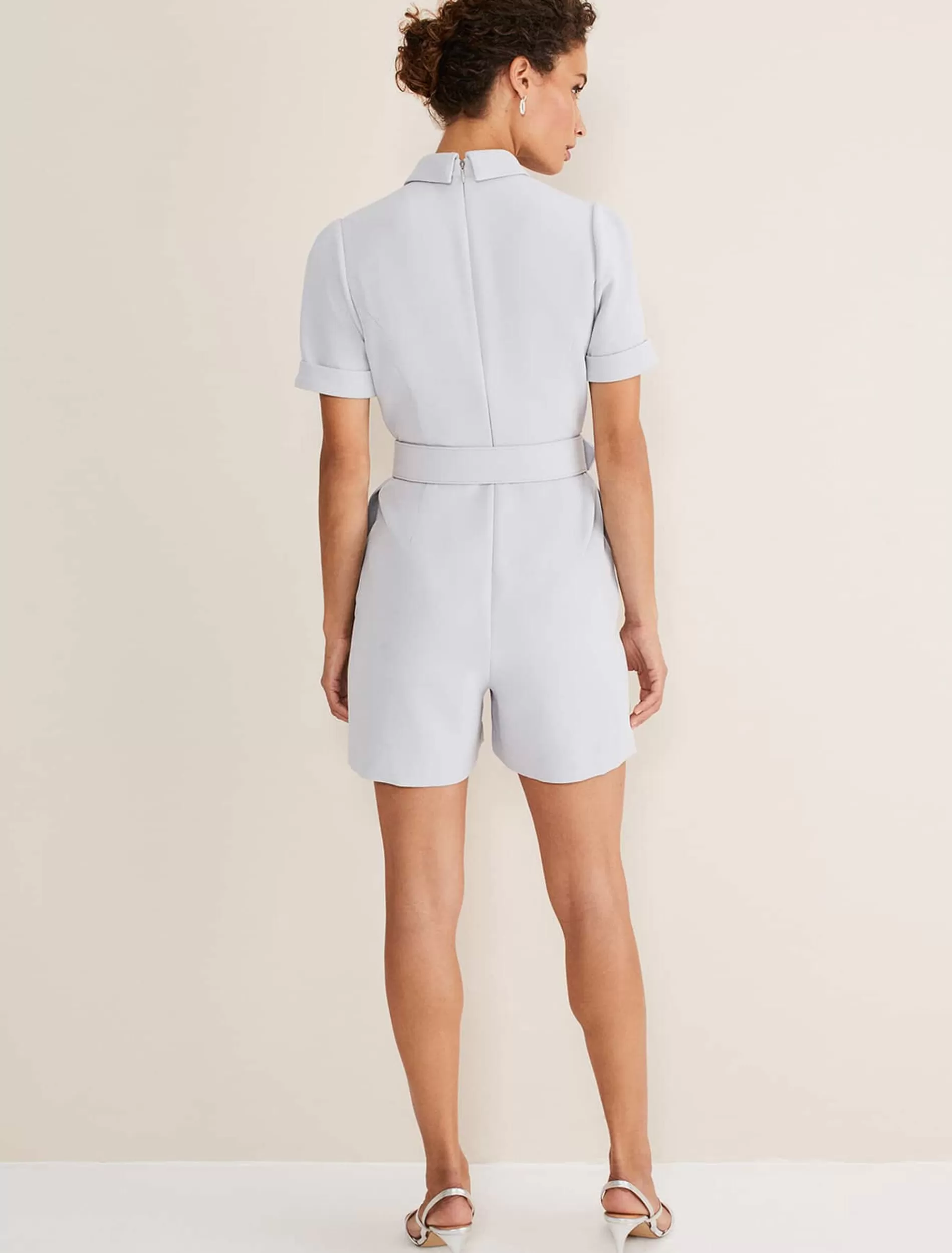 Phase Eight Etta Embelished Collar Playsuit Pale Blue Online