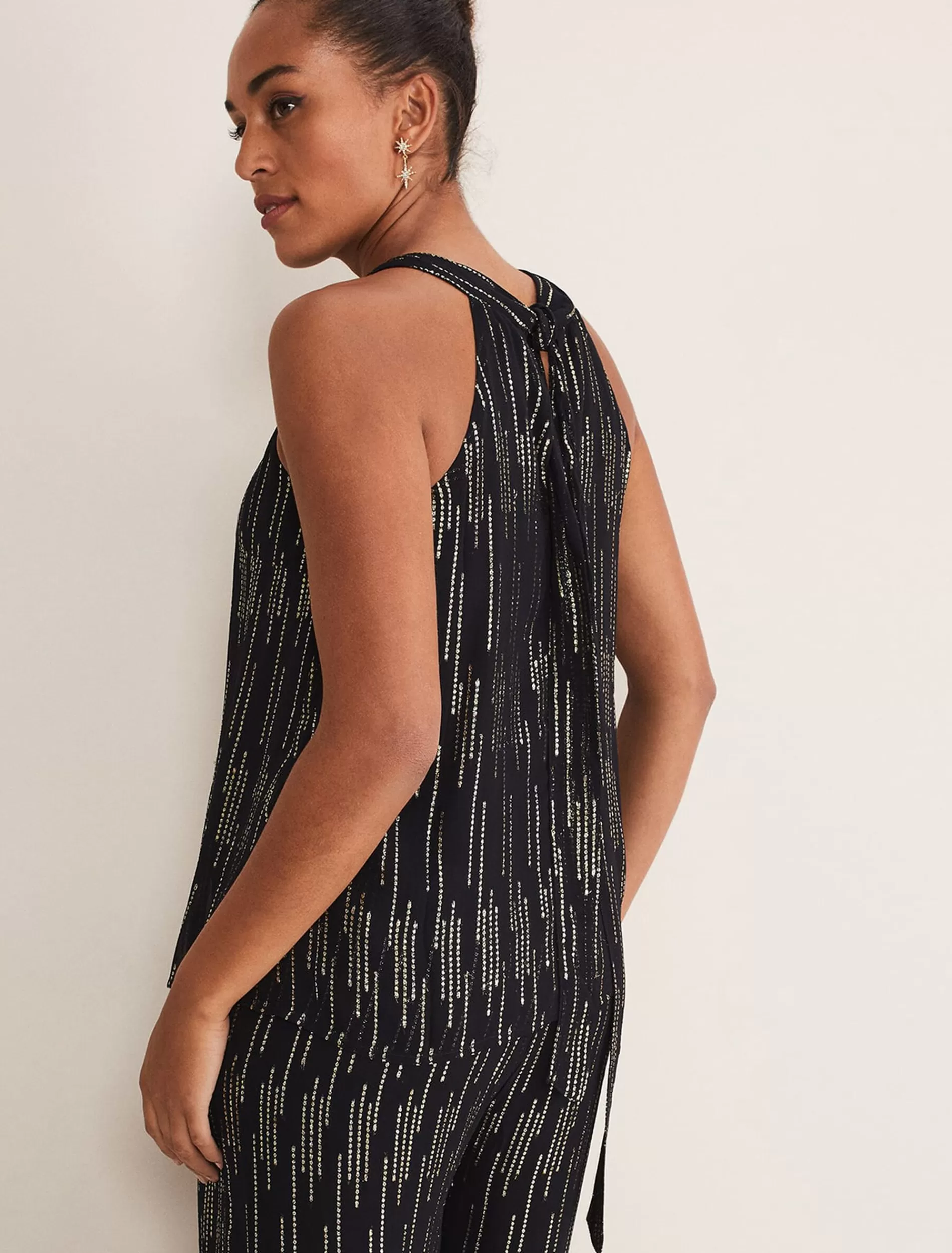 Phase Eight Eula Lurex Halterneck Top Co-Ord Black/Gold Cheap