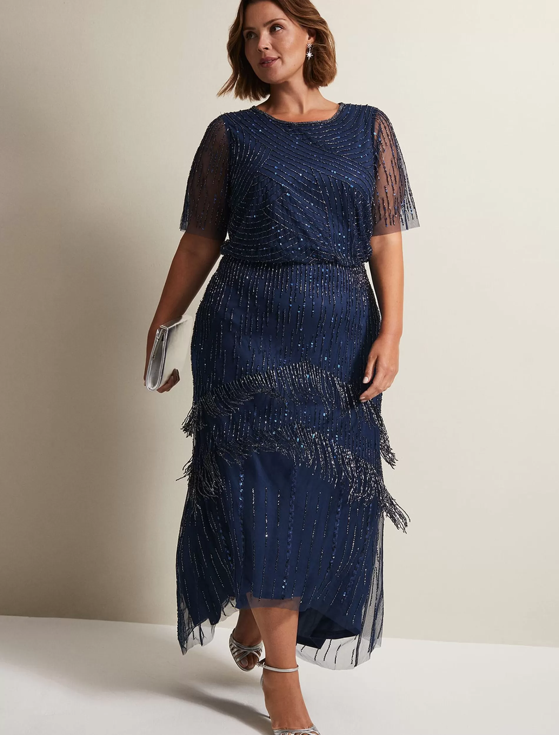 Phase Eight Evadine Beaded Maxi Dress Petrol Store
