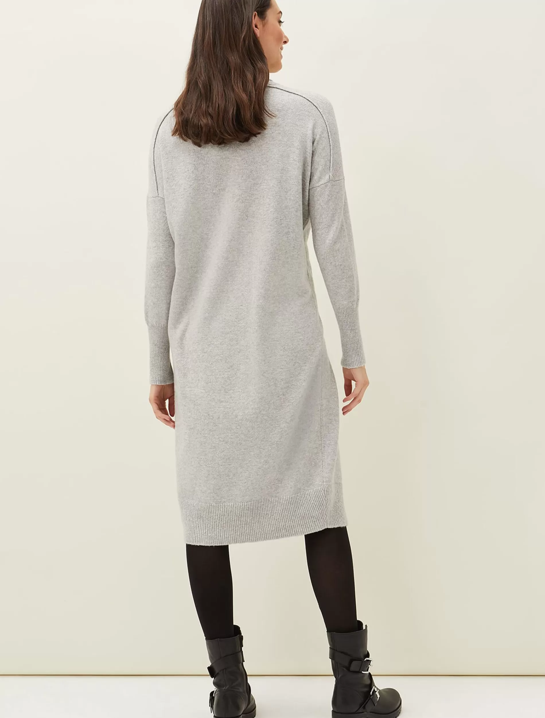 Phase Eight Eveleen Midi Knit Dress Pale Grey Cheap