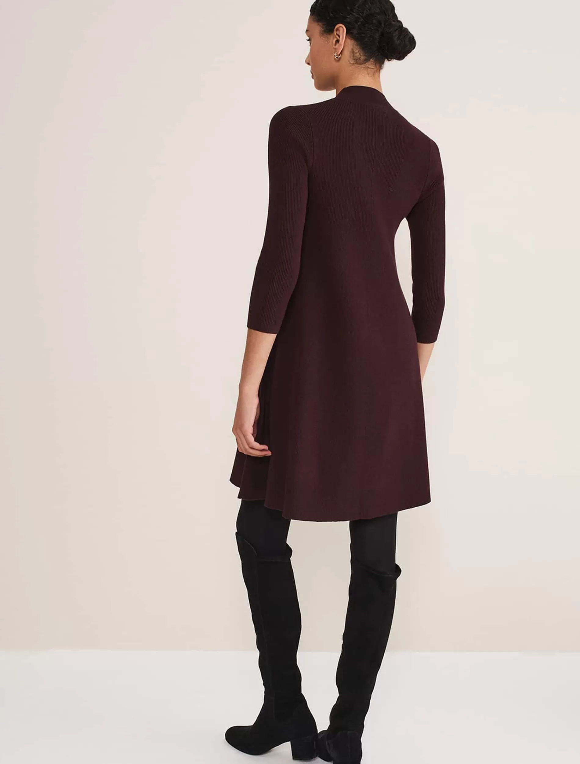 Phase Eight Evelyn Rib Swing Knit Tunic Burgundy Shop