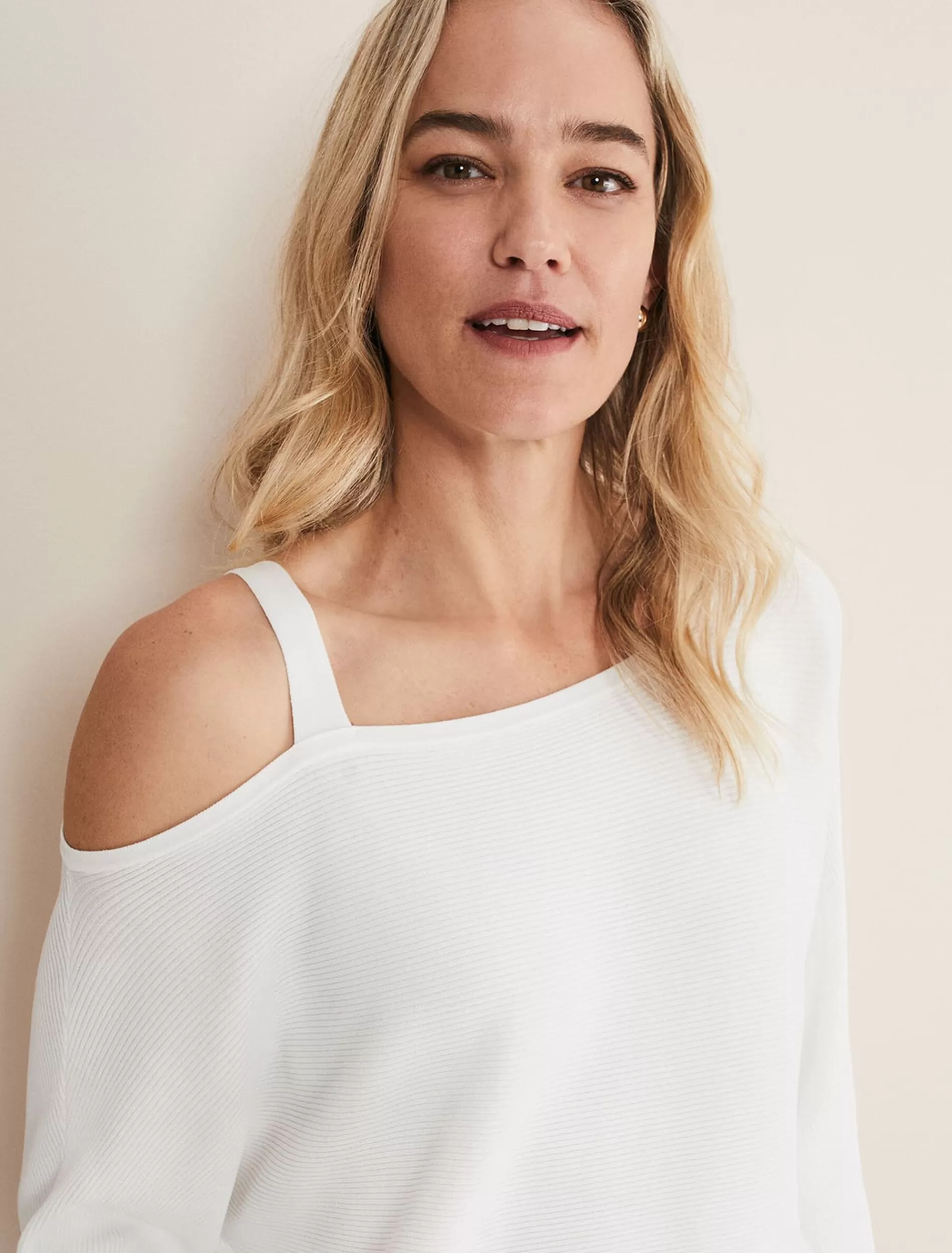 Phase Eight Evie One Shouler Ripple Knit Ivory Cheap