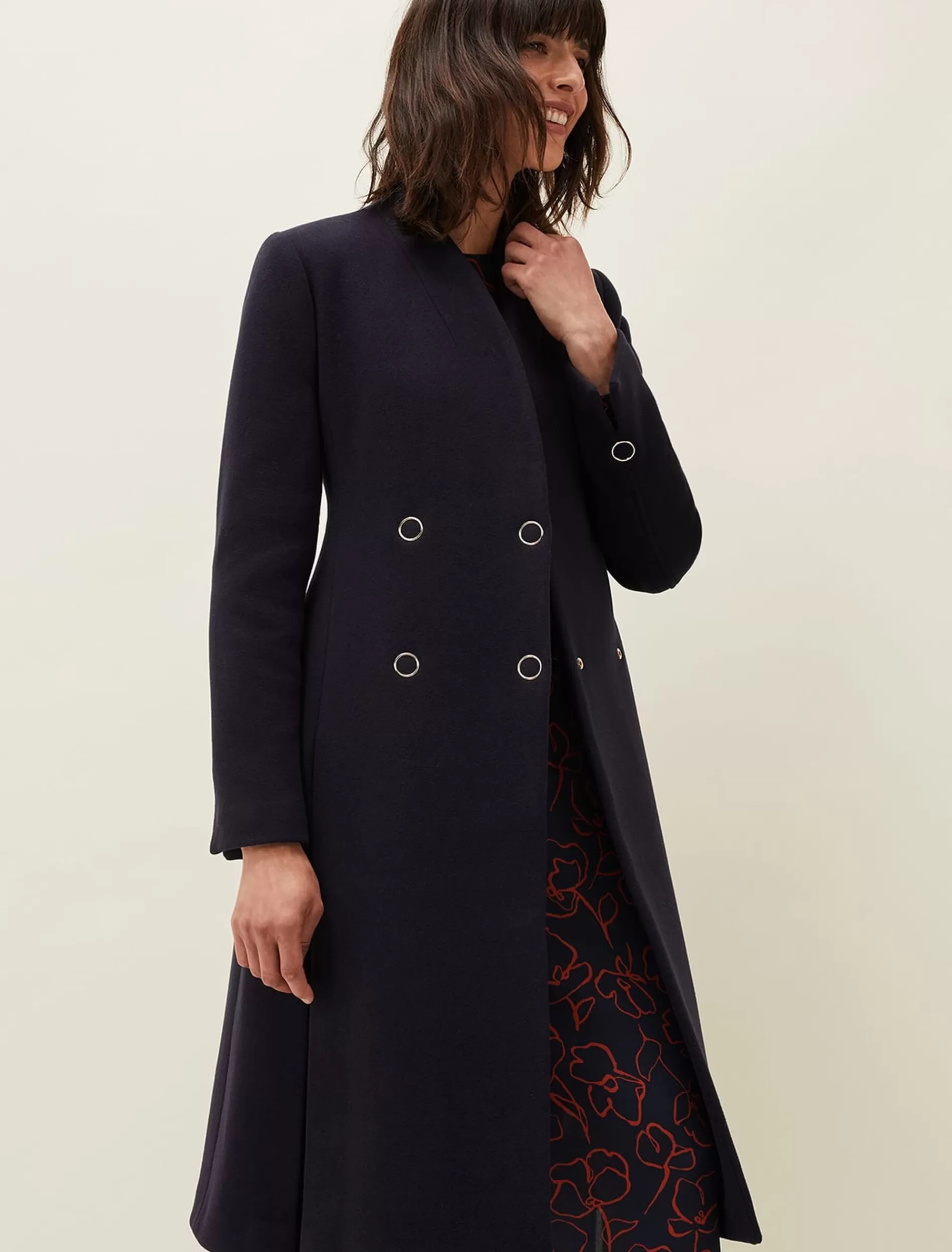 Phase Eight Evie-Rose Fit & Flare Wool Coat Navy Flash Sale