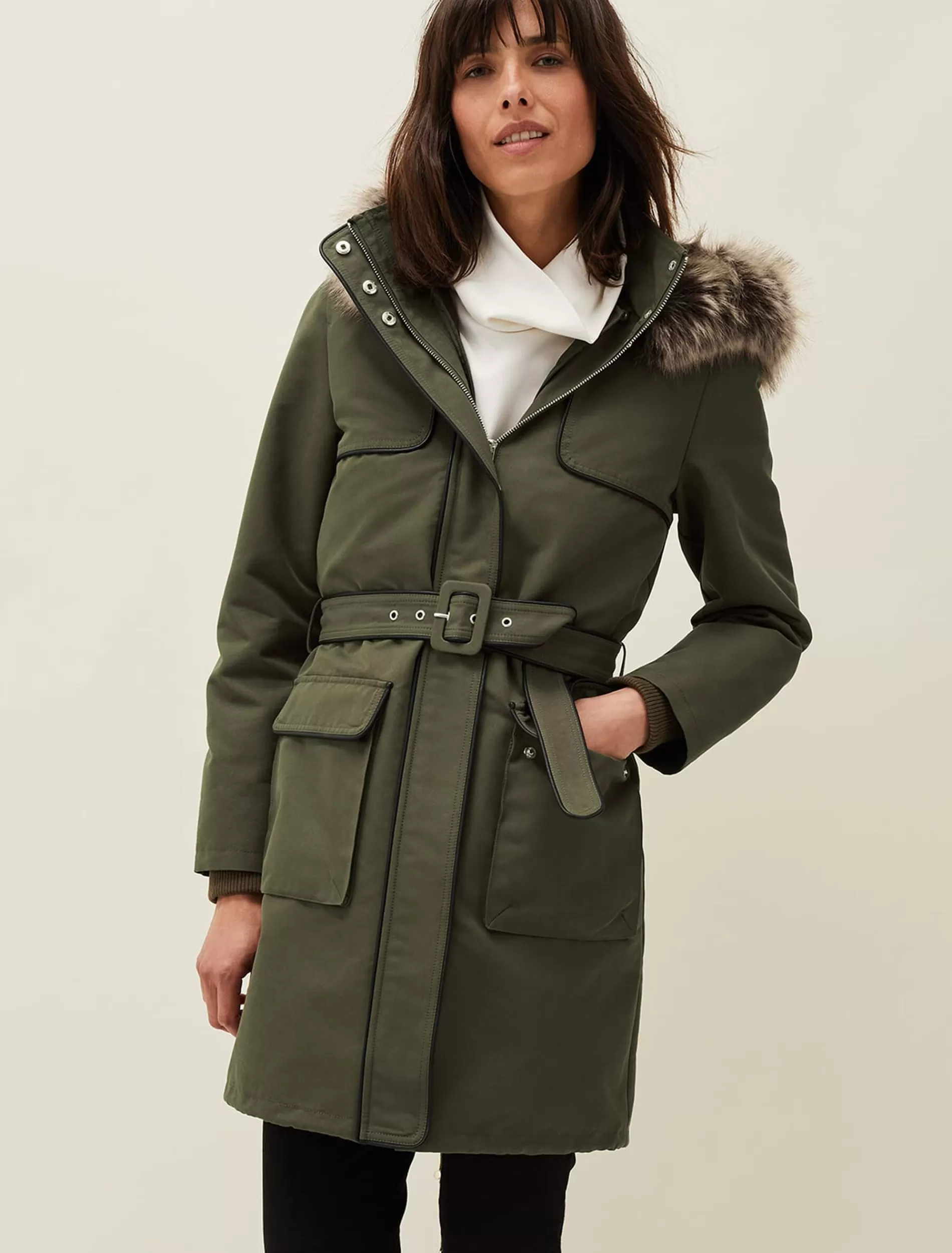 Phase Eight Ezra Parka Coat Olive Best