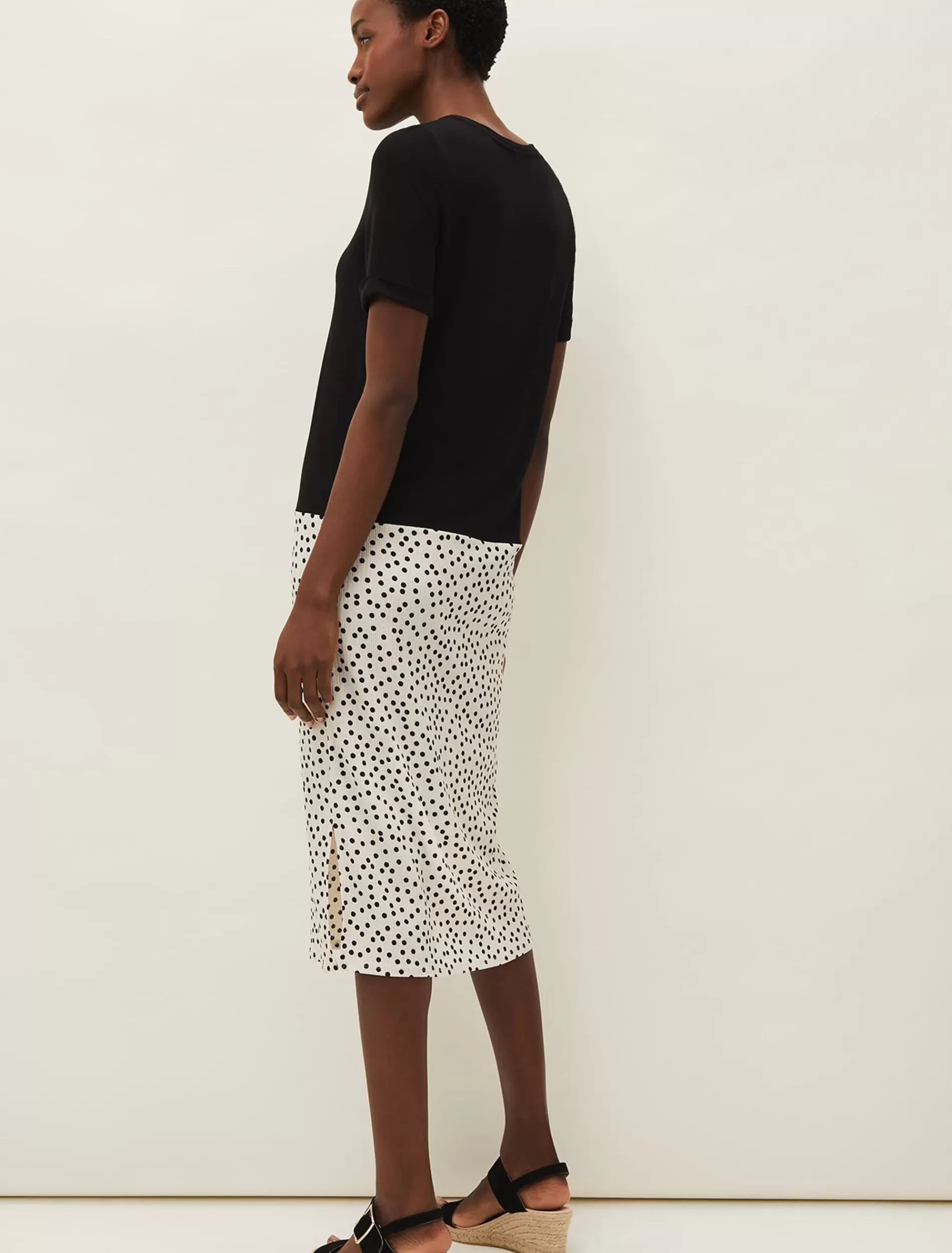 Phase Eight Fae Colourblock Spot Dress Black/Ivory Clearance