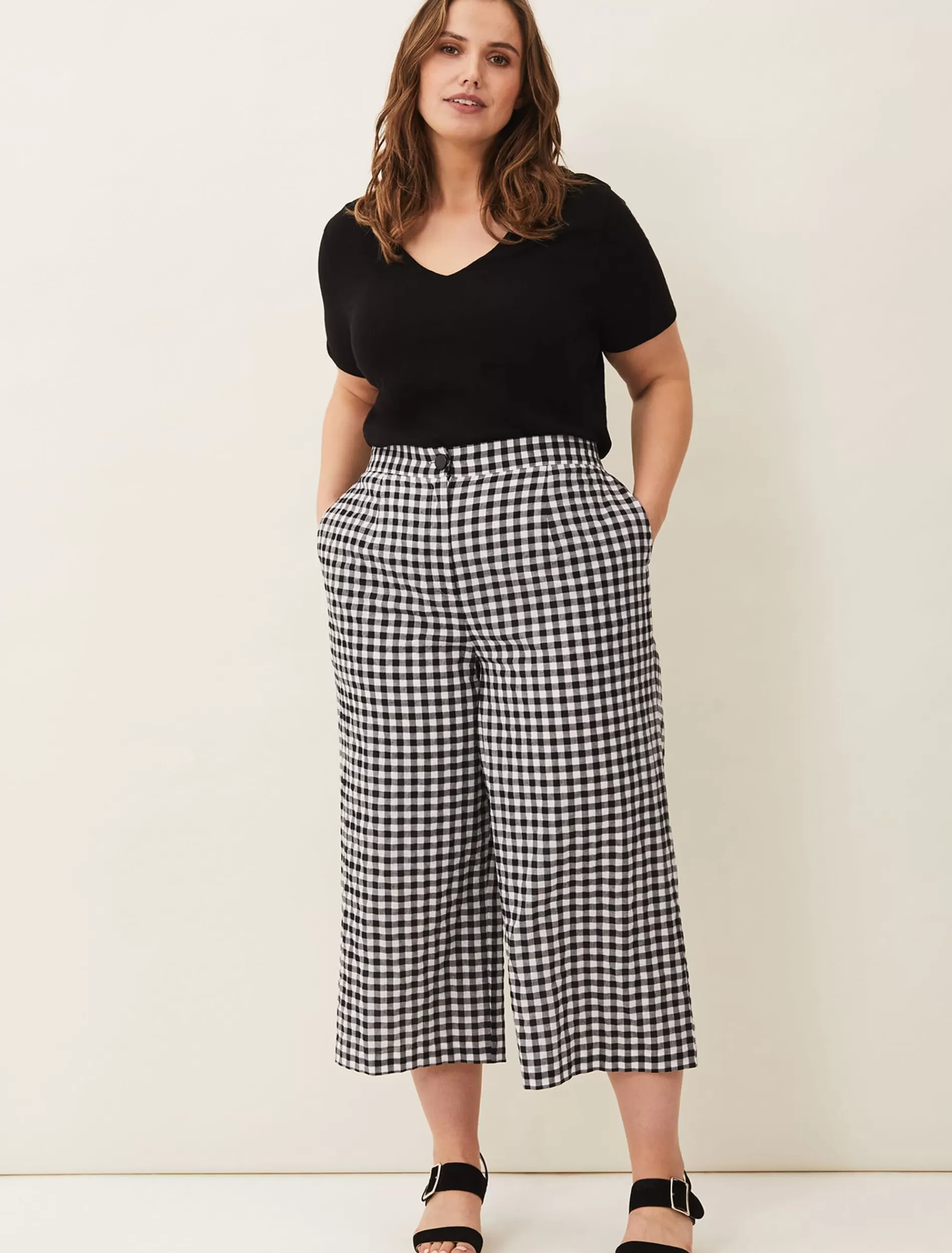 Phase Eight Fae Gingham Culotte Black/White Flash Sale