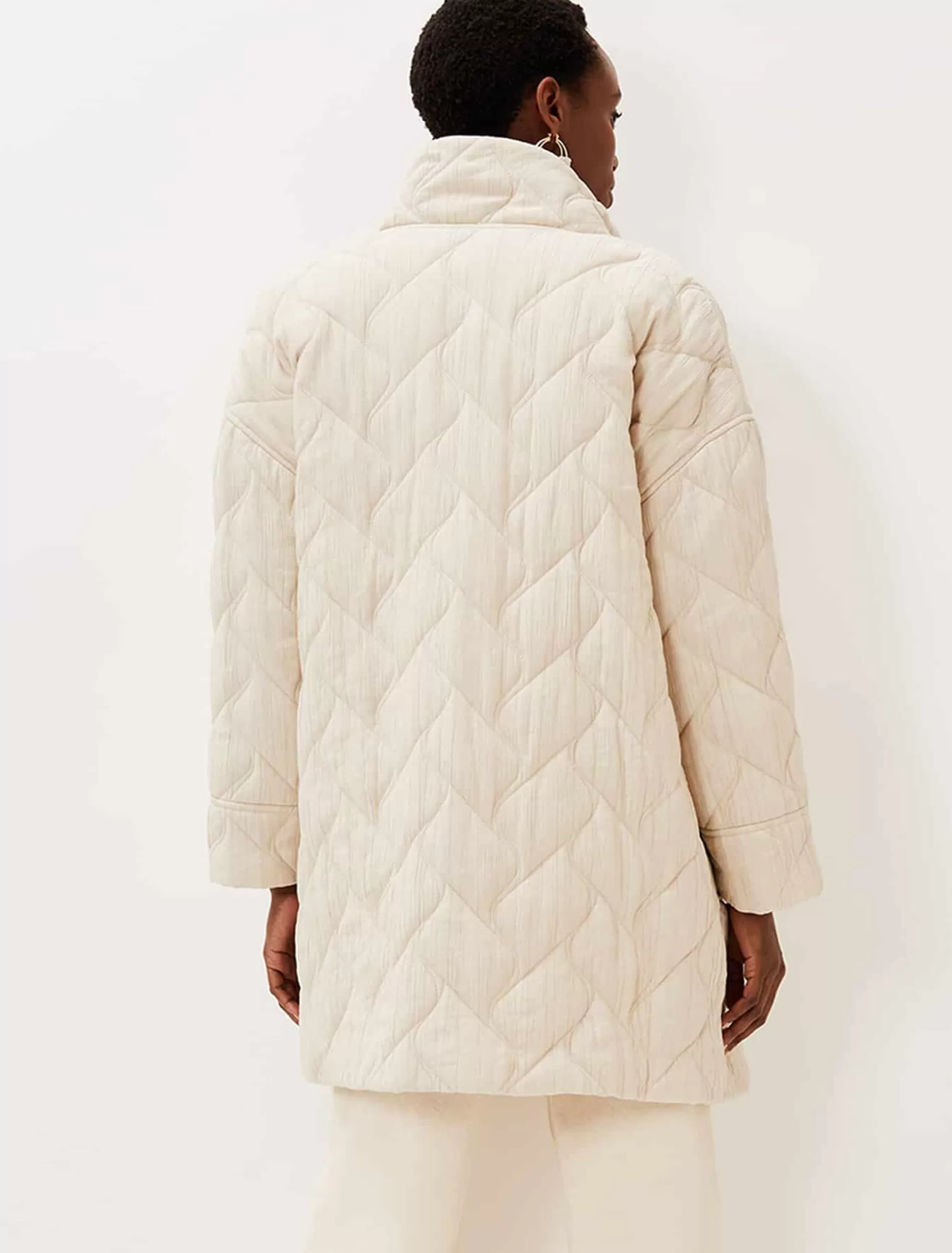 Phase Eight Fae Textured Quilted Longline Coat Ecru Flash Sale