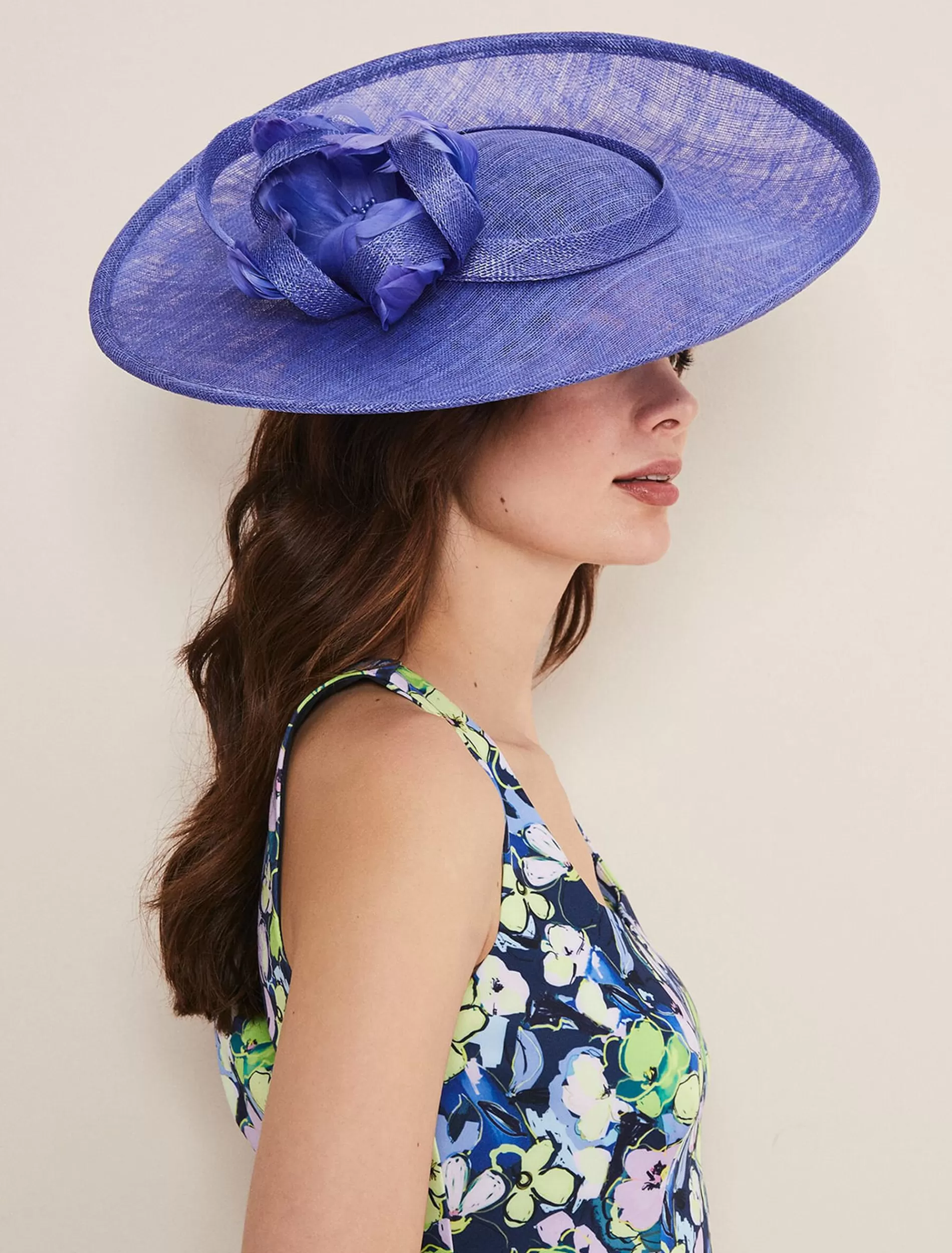 Phase Eight Feather Flower Large Disc Fascinator Foxglove Blue Store