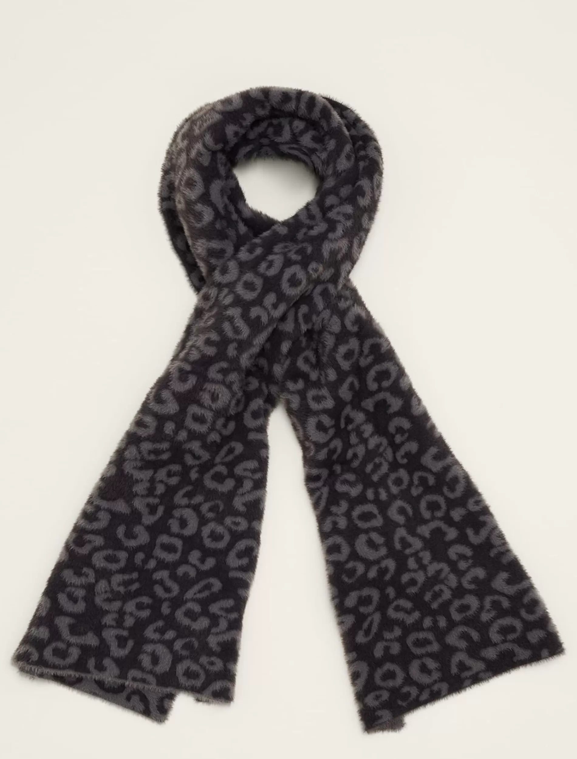 Phase Eight Fiona Leopard Print Fluffy Scarf Charcoal Flash Sale