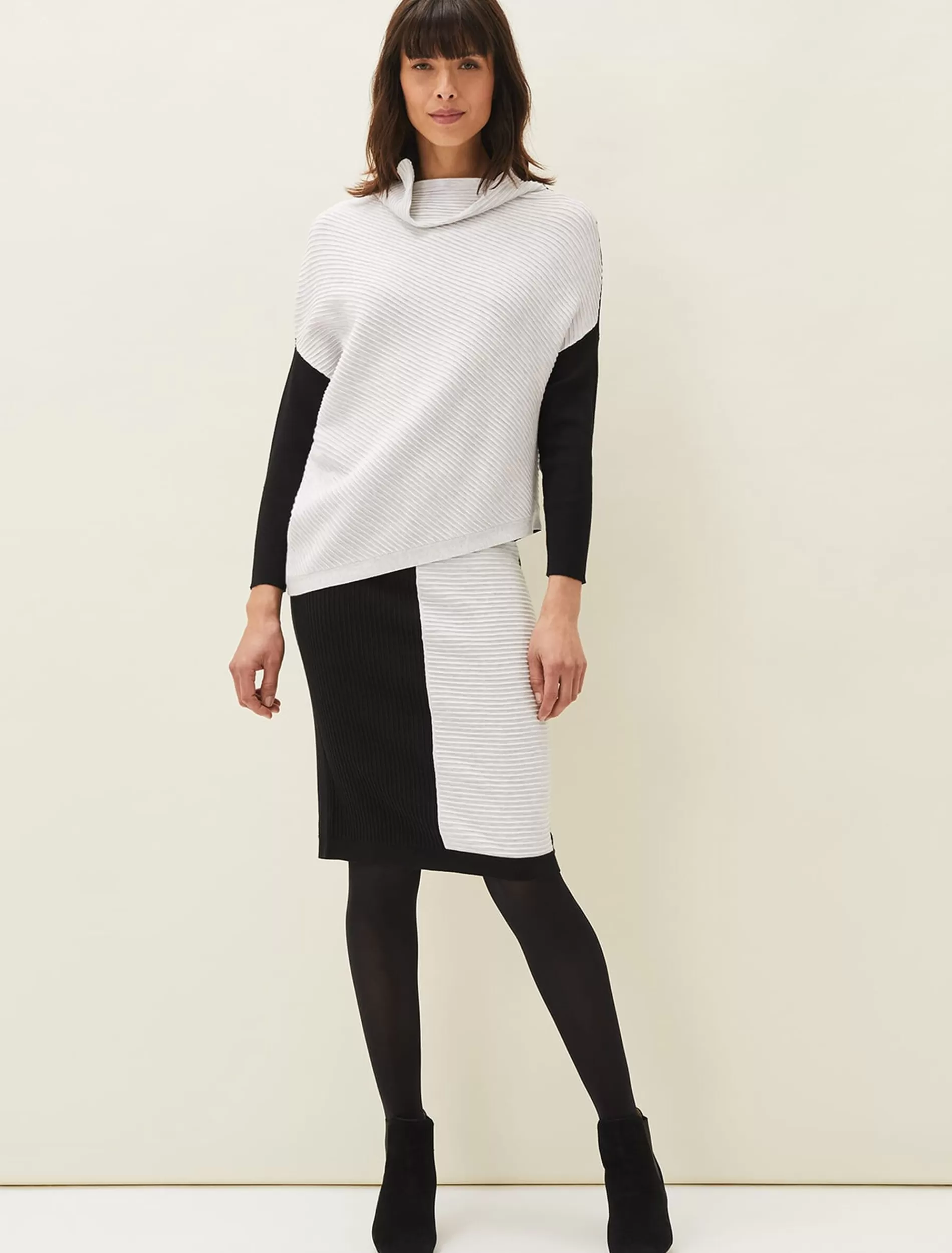 Phase Eight Flo Colourblock Knit Co Ord Skirt Black/Grey Shop
