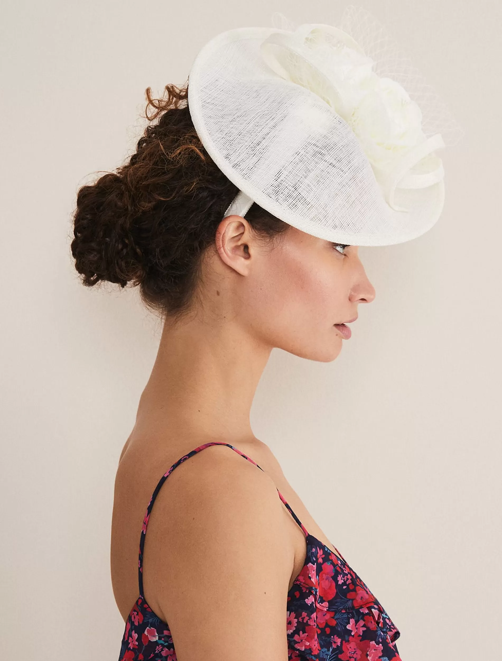 Phase Eight Floral Under Brim Fascinator Ivory Shop