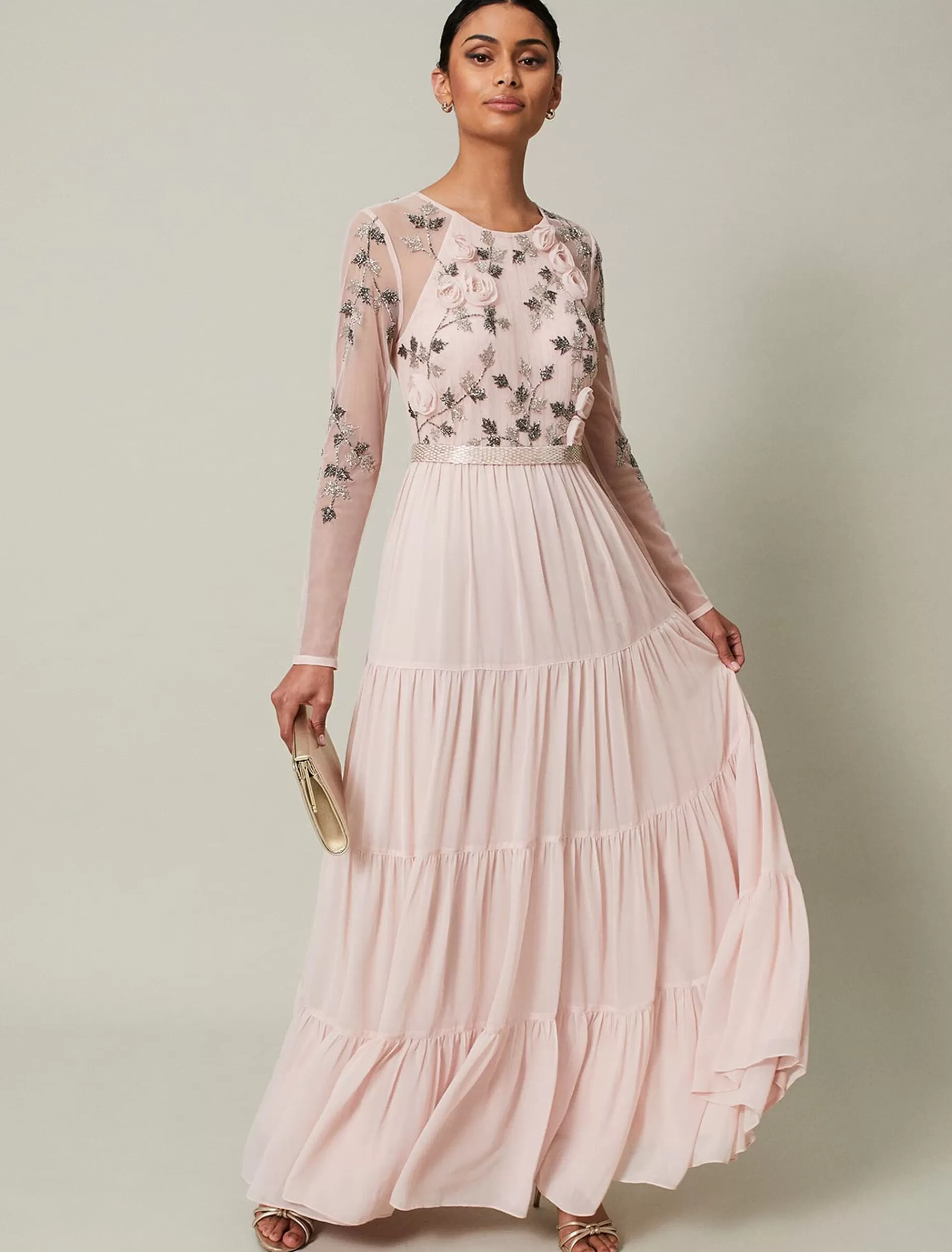 Phase Eight Florence Beaded Maxi Dress Antique Rose Outlet