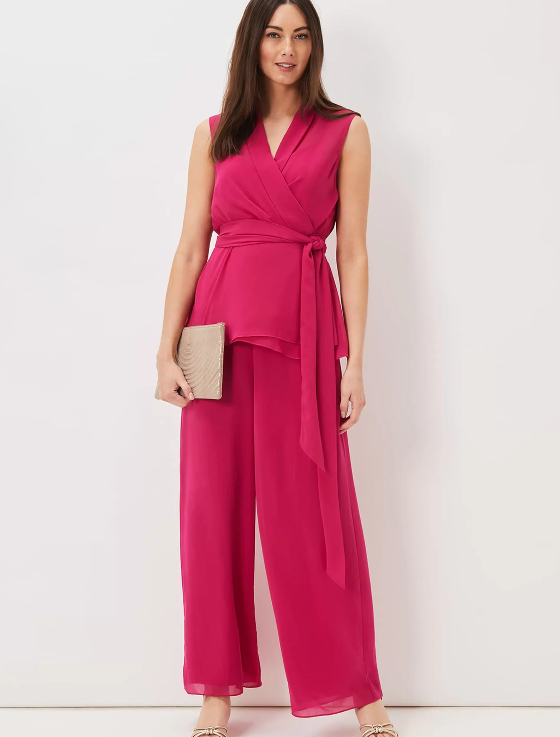 Phase Eight Florentine Chiffon Trousers Magenta Pink Store