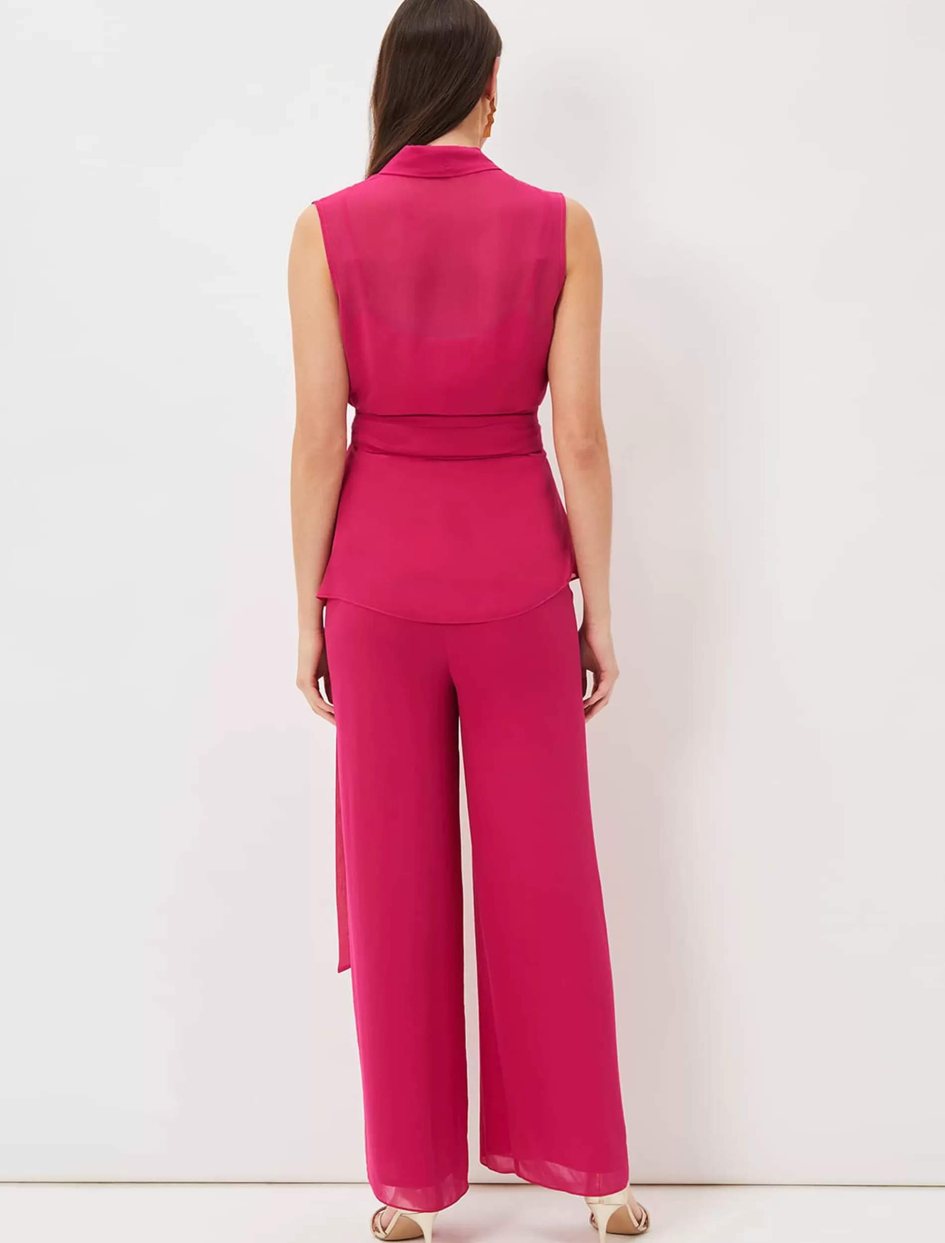 Phase Eight Florentine Chiffon Trousers Magenta Pink Store