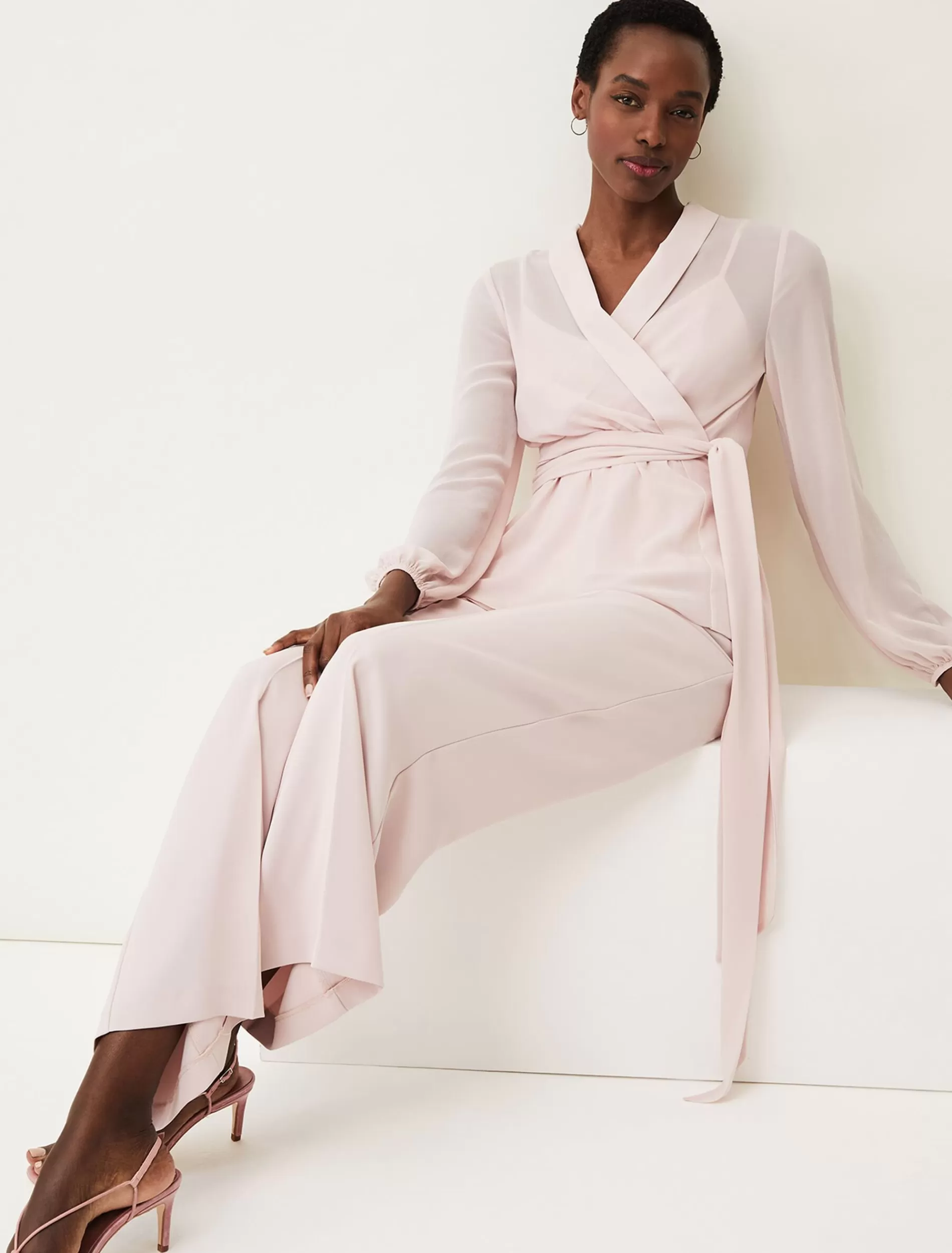 Phase Eight Florentine Semi-Sheer Wrap Top Antique Rose New
