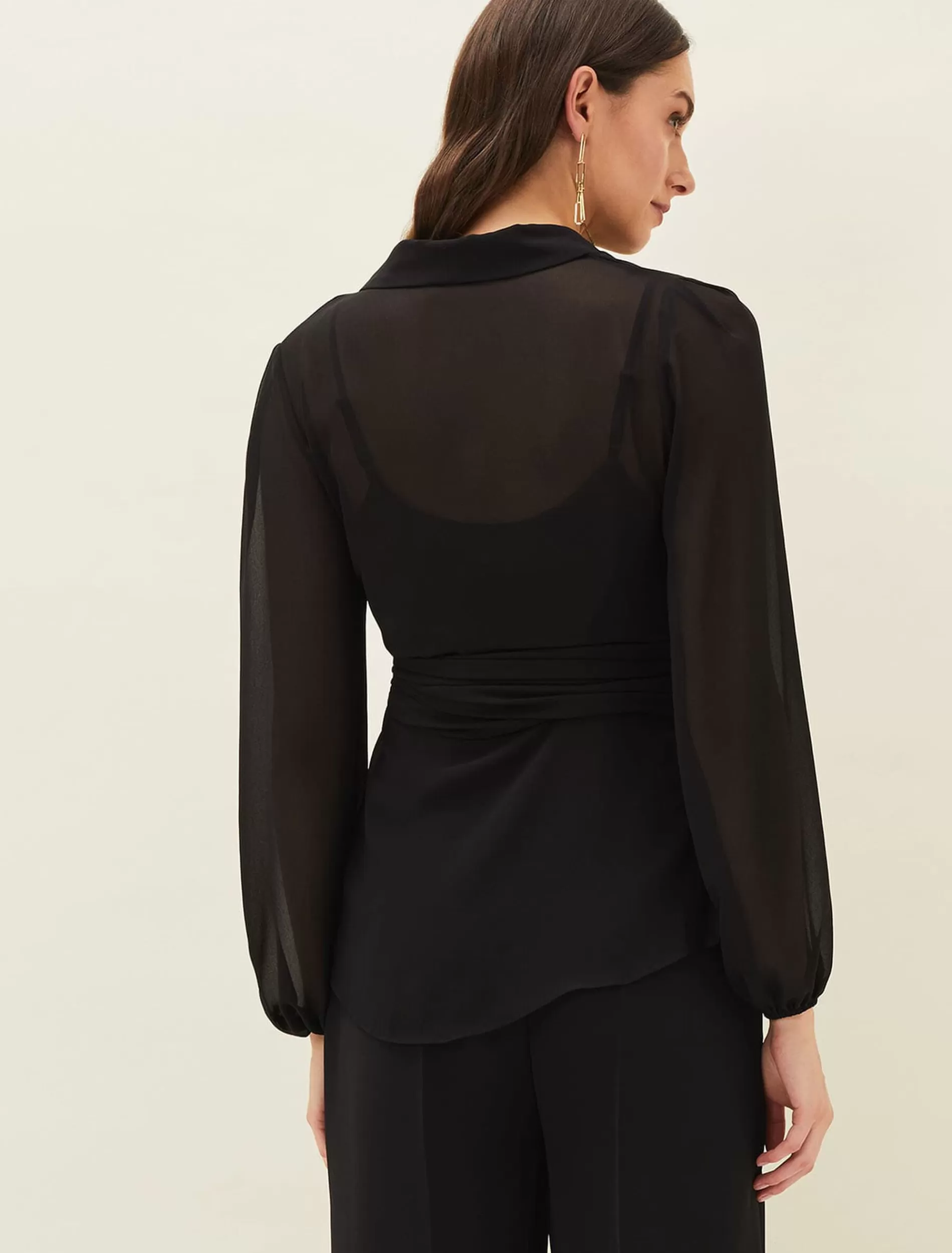 Phase Eight Florentine Semi-Sheer Wrap Top Black Flash Sale