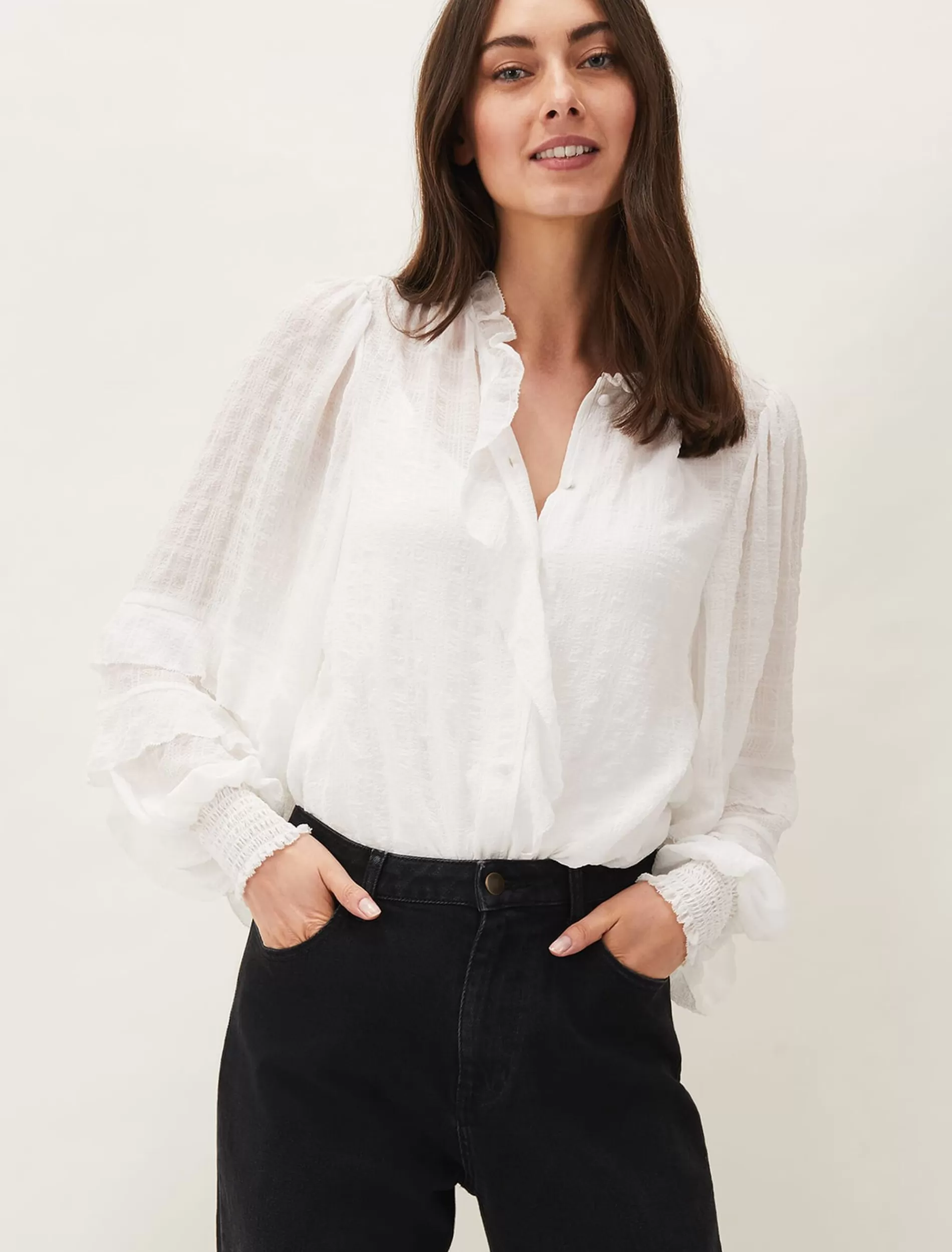 Phase Eight Florina Ruffle Blouse Ivory Best Sale